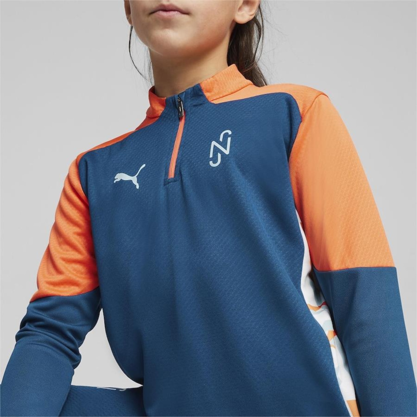 Camisa Quarter-Zip Creativity Football Puma X Neymar Jr - Infantil - Foto 2