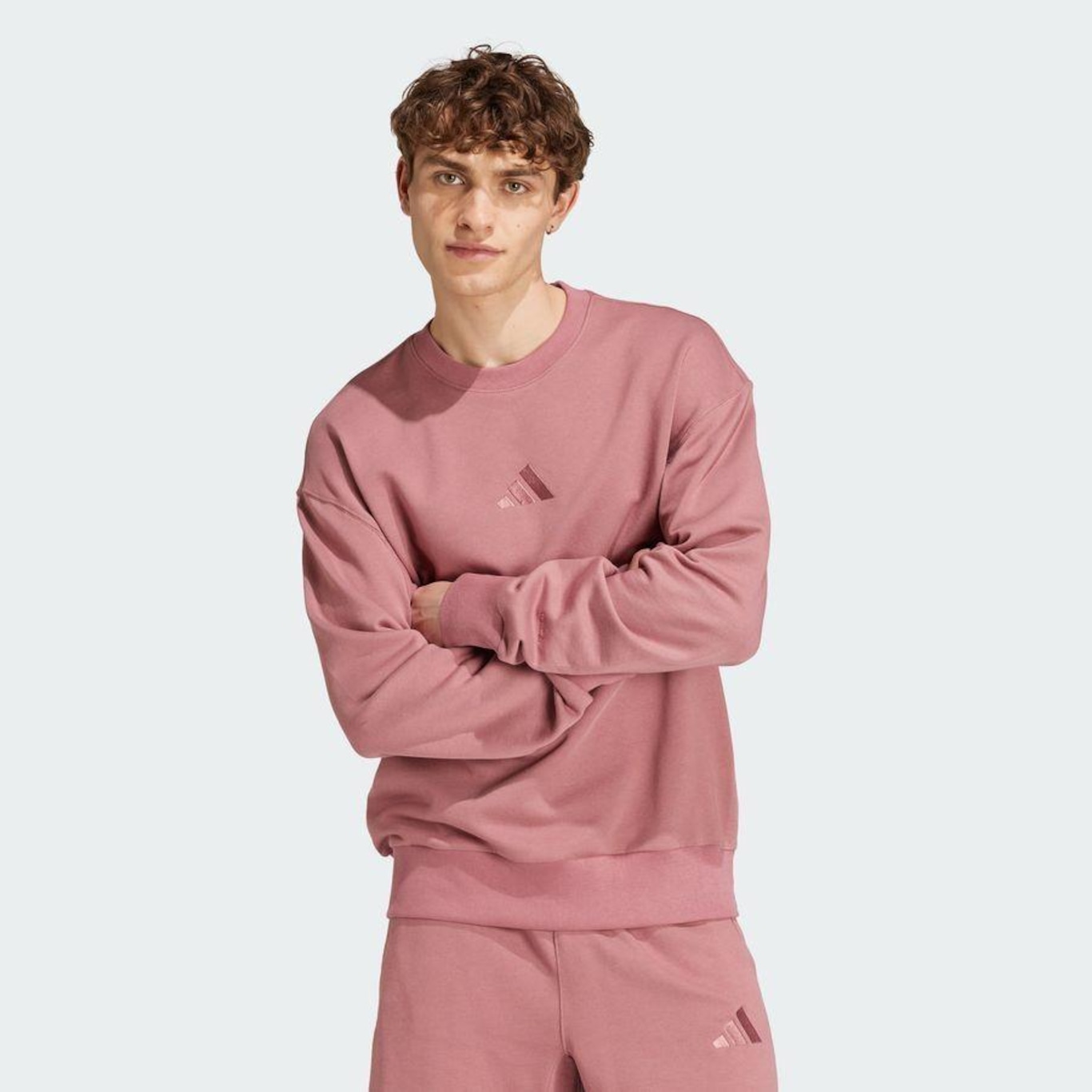 Blusão de Moletom sem Capuz adidas Crew Moletinho All Szn - Masculino - Foto 3