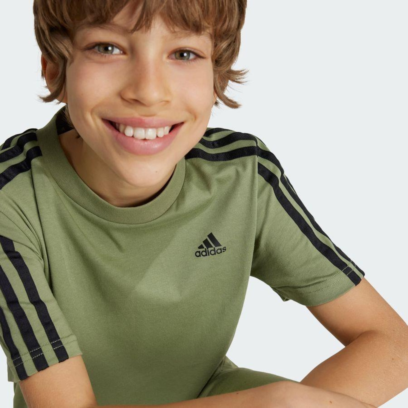 Camiseta adidas Algodão Essentials 3-Stripes - Infantil - Foto 6