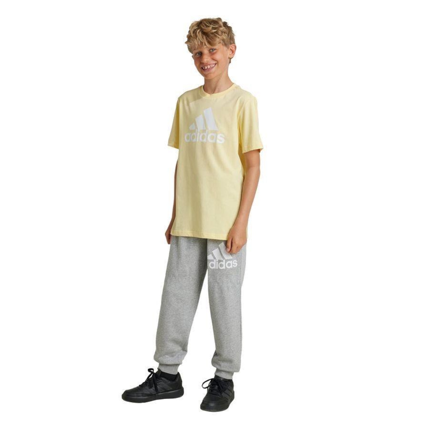 Calça adidas Algodão Essentials Regular Fit Big Logo - Infantil - Foto 2