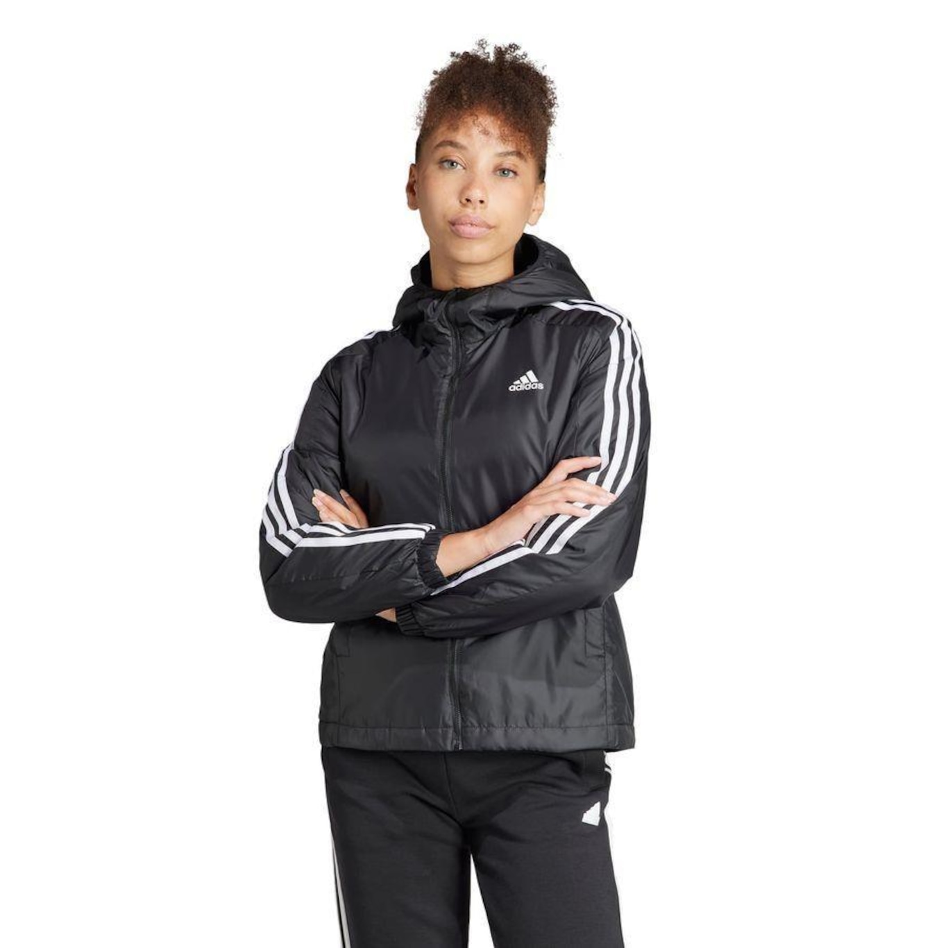 Jaqueta com Capuz adidas Insulated Essentials Três Listras - Feminina - Foto 2