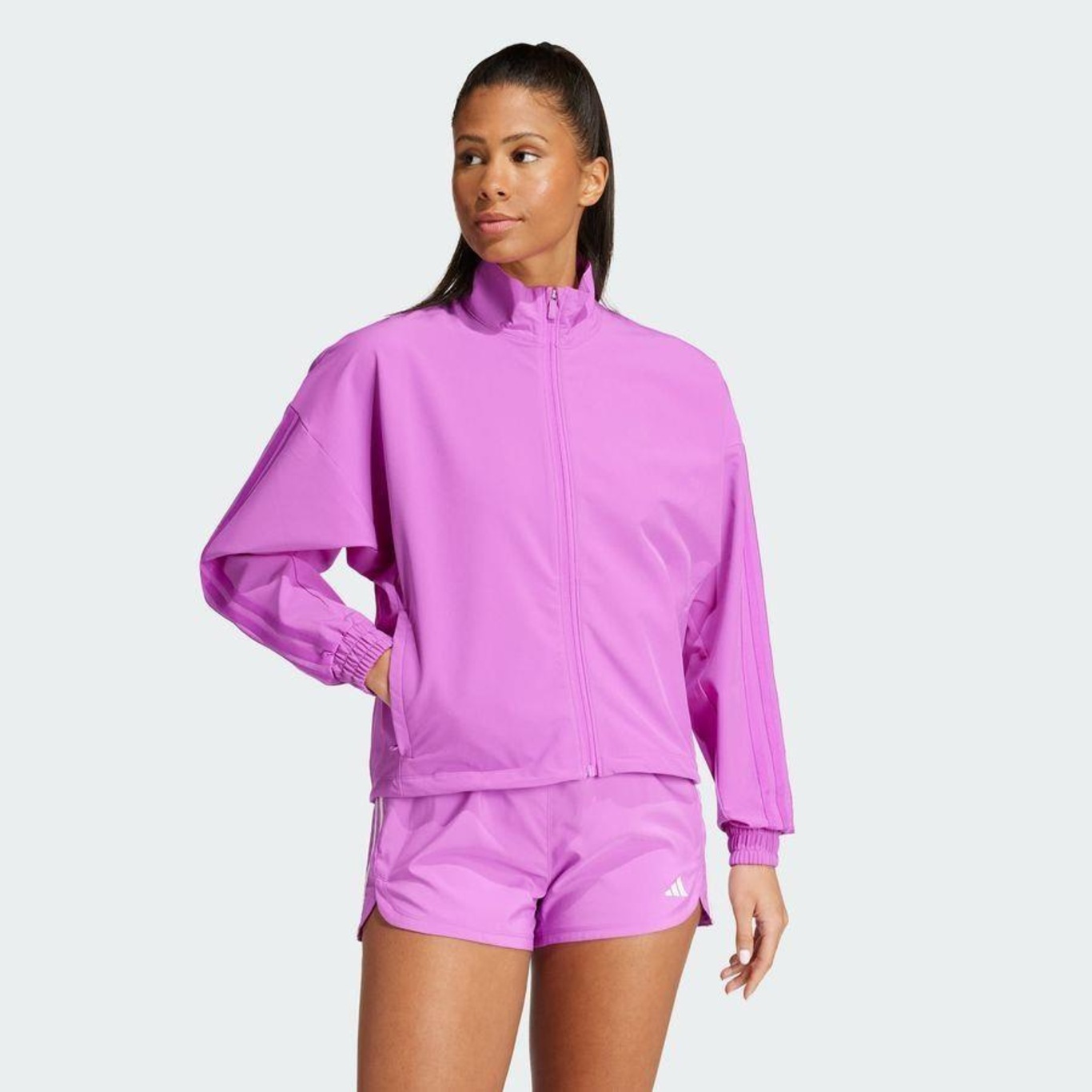 Jaqueta sem Capuz adidas Malha Pacer All Gym Tonal Três Listras - Feminina - Foto 3