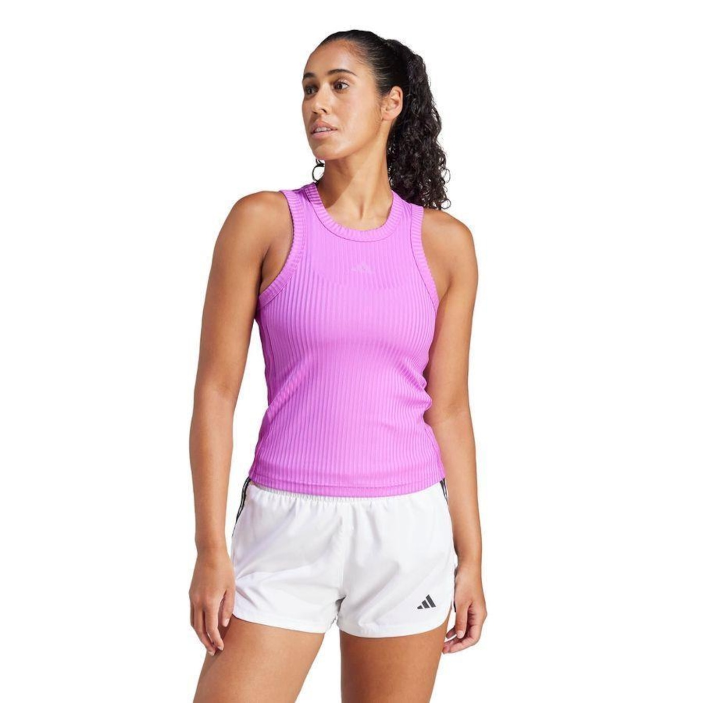 Camiseta Regata adidas Justa All Gym Seasonal Rib Tonal Três Listras - Feminina - Foto 2