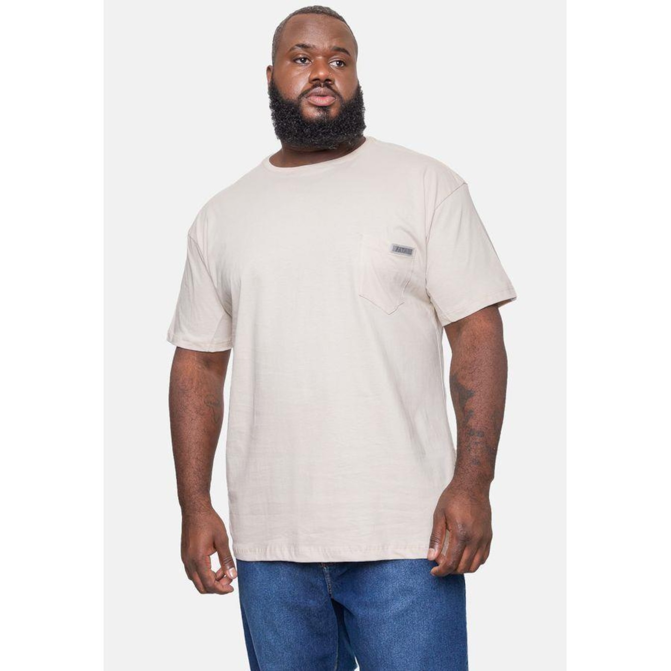 Camiseta Fatal Fashion Basic Plus Size Masculina Areia - Fatal - Masculino - Foto 2