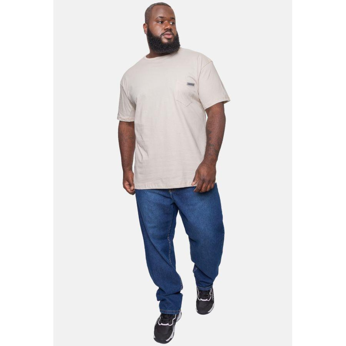 Camiseta Fatal Fashion Basic Plus Size Masculina Areia - Fatal - Masculino - Foto 3