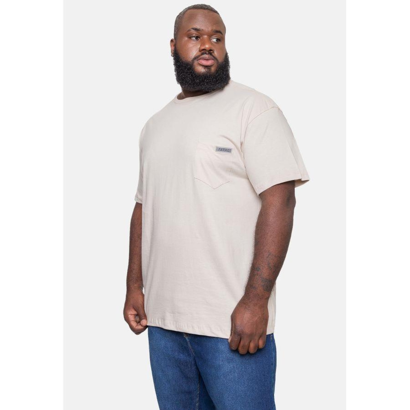 Camiseta Fatal Fashion Basic Plus Size Masculina Areia - Fatal - Masculino - Foto 5