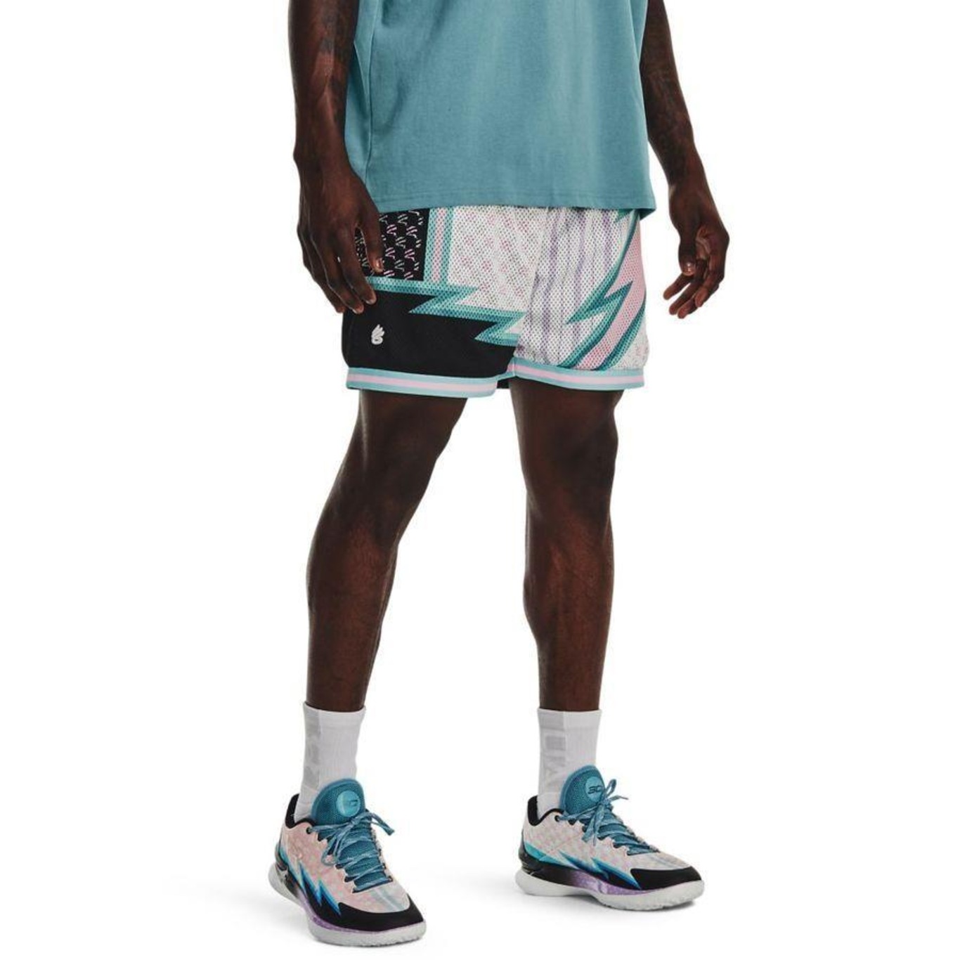 Kit Bermuda de Basquete Under Armour Curry Draft Day 8In + Shorts Curry Fleece 9 - Masculina - Foto 4