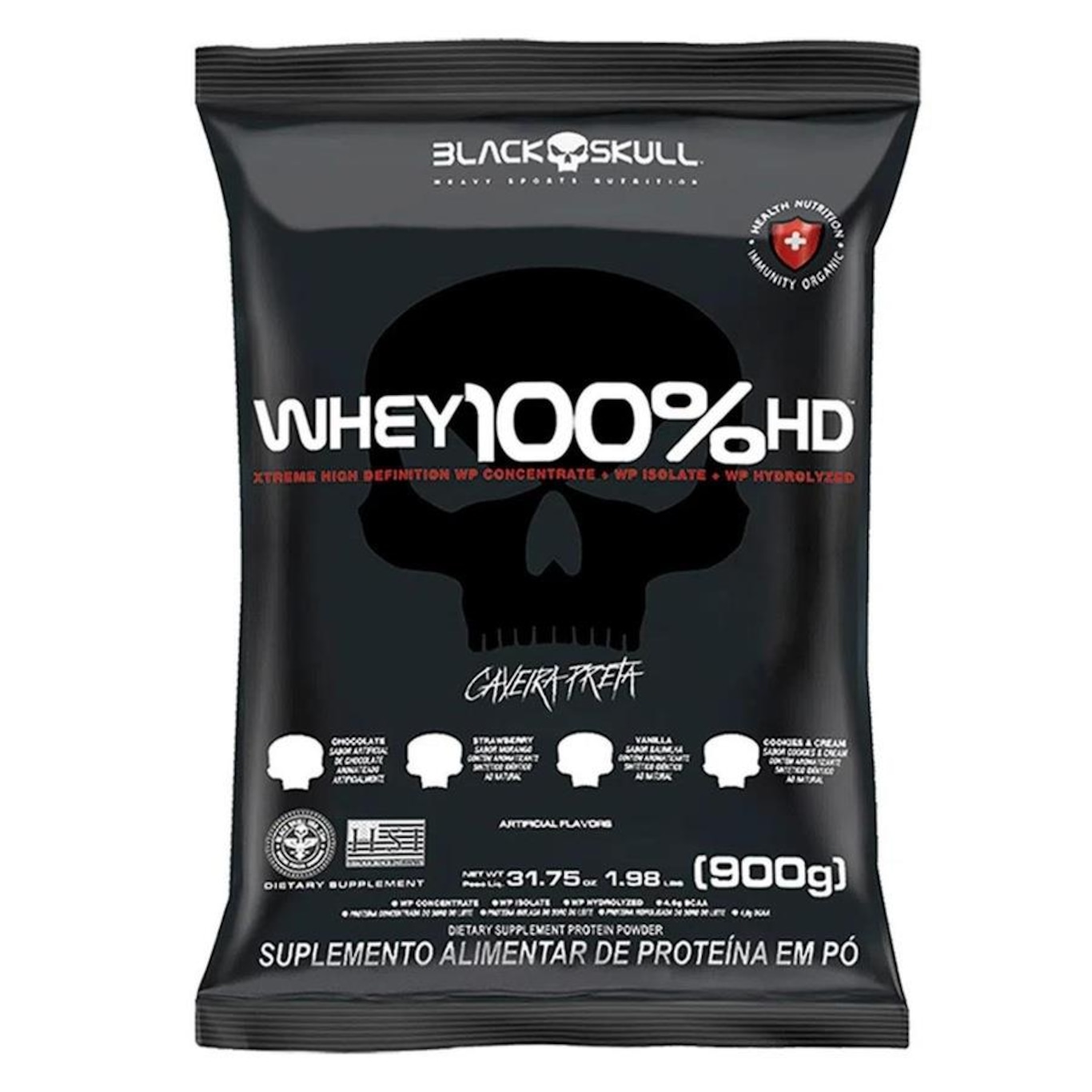 Kit Whey Protein 100% Hd Refil Baunilha 900G Black Skull Creatine Turbo 500G Bope 300G Black Skull - Foto 3