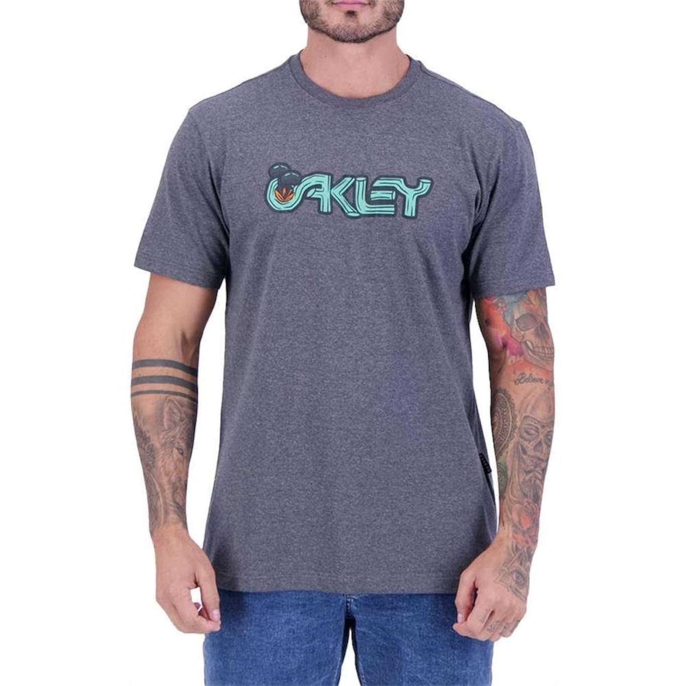 Camiseta Oakley Mushroom Logo Atlhetic Heather - Masculina - Foto 1