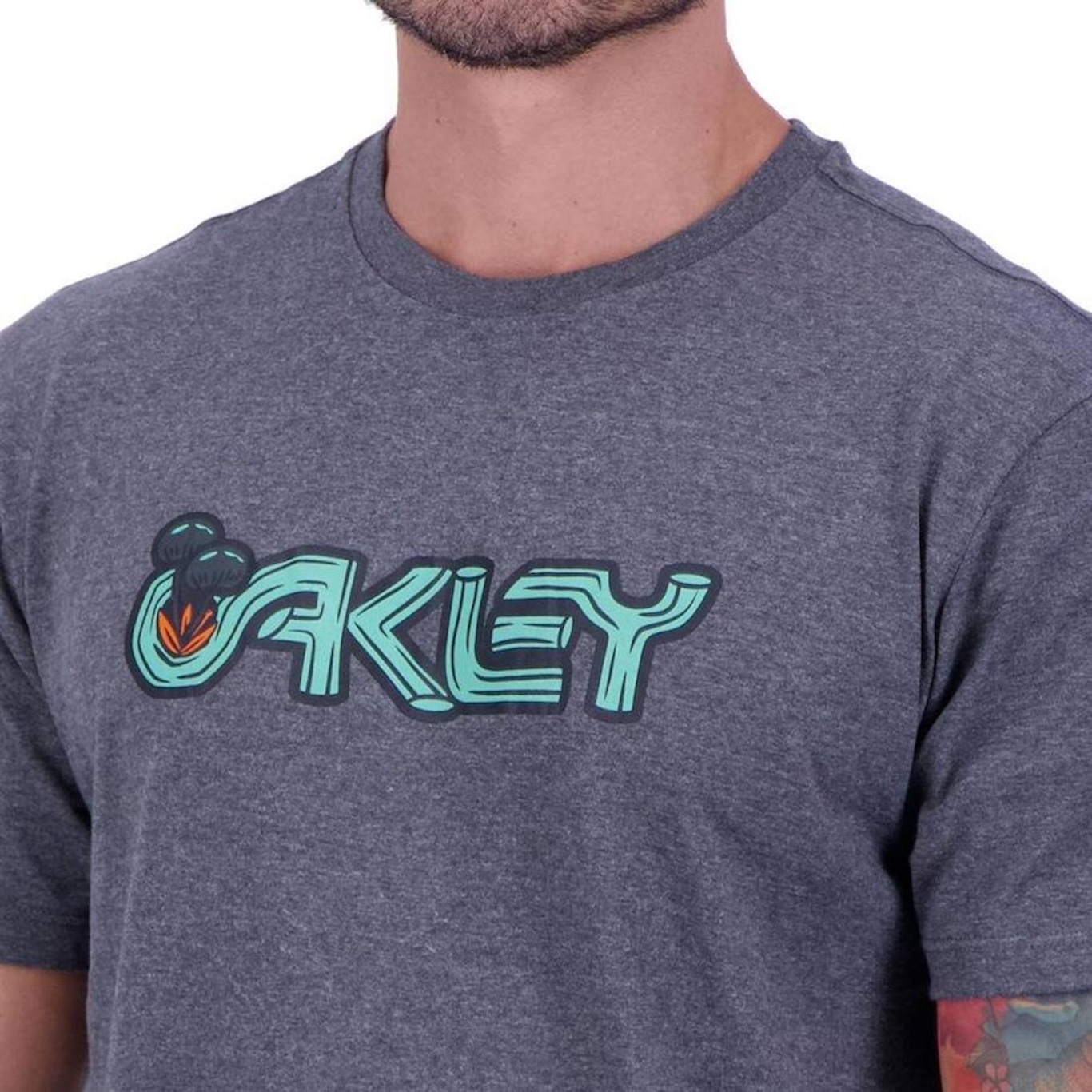 Camiseta Oakley Mushroom Logo Atlhetic Heather - Masculina - Foto 3