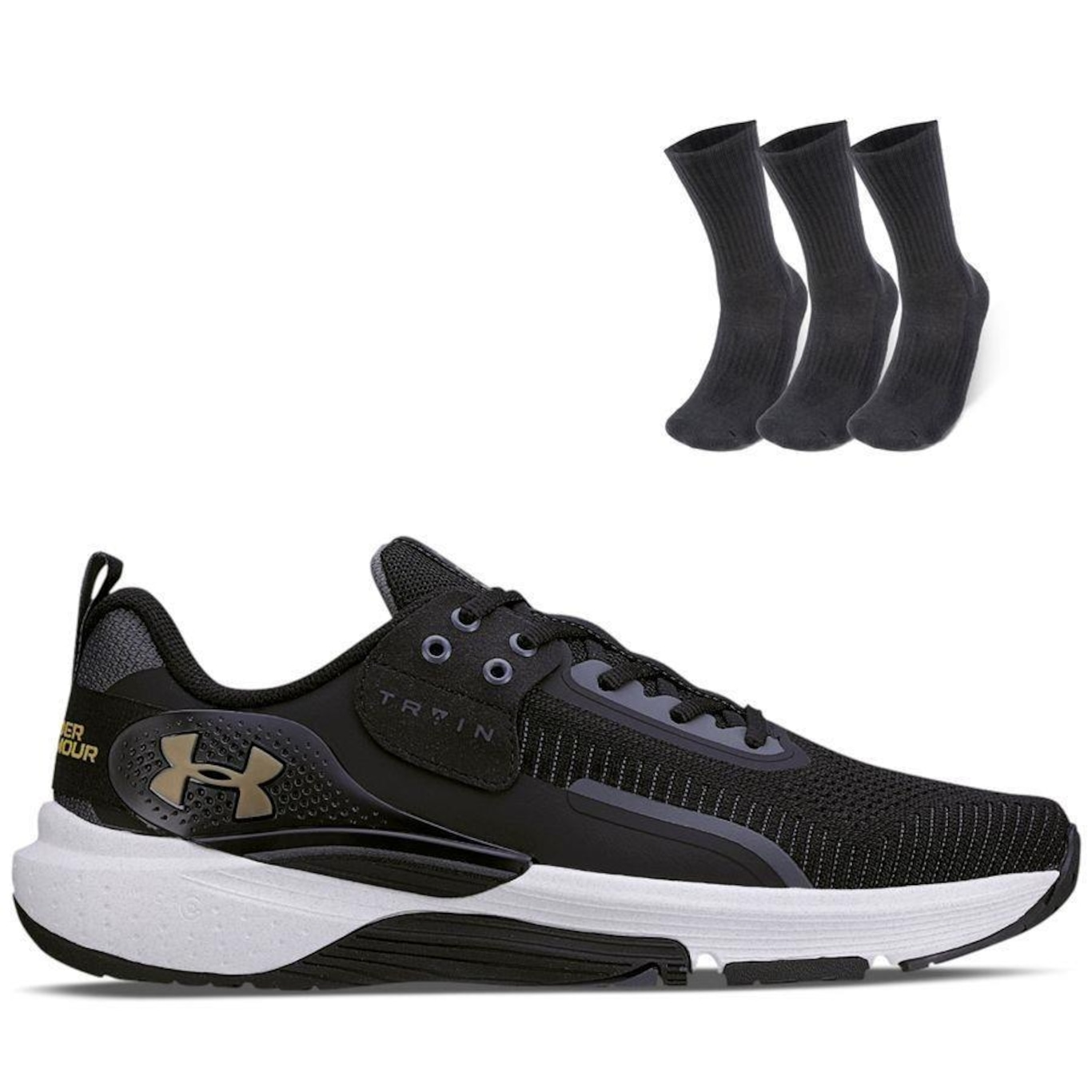 Kit 1 Tênis Tribase Lift E 1 Pct Com 3 Pares Meia Heatgear Cano Alto Under Armour - Unissex - Foto 1