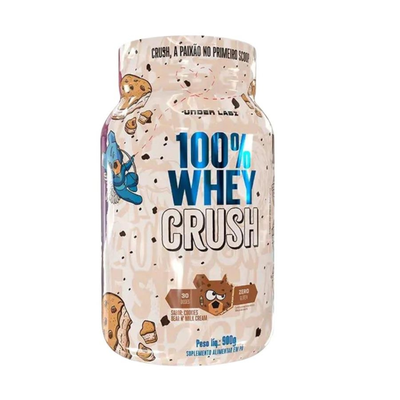 Whey Protein 100% Whey Crush Concentrada 900Gr Sabor Cookies Under Labz - Foto 1