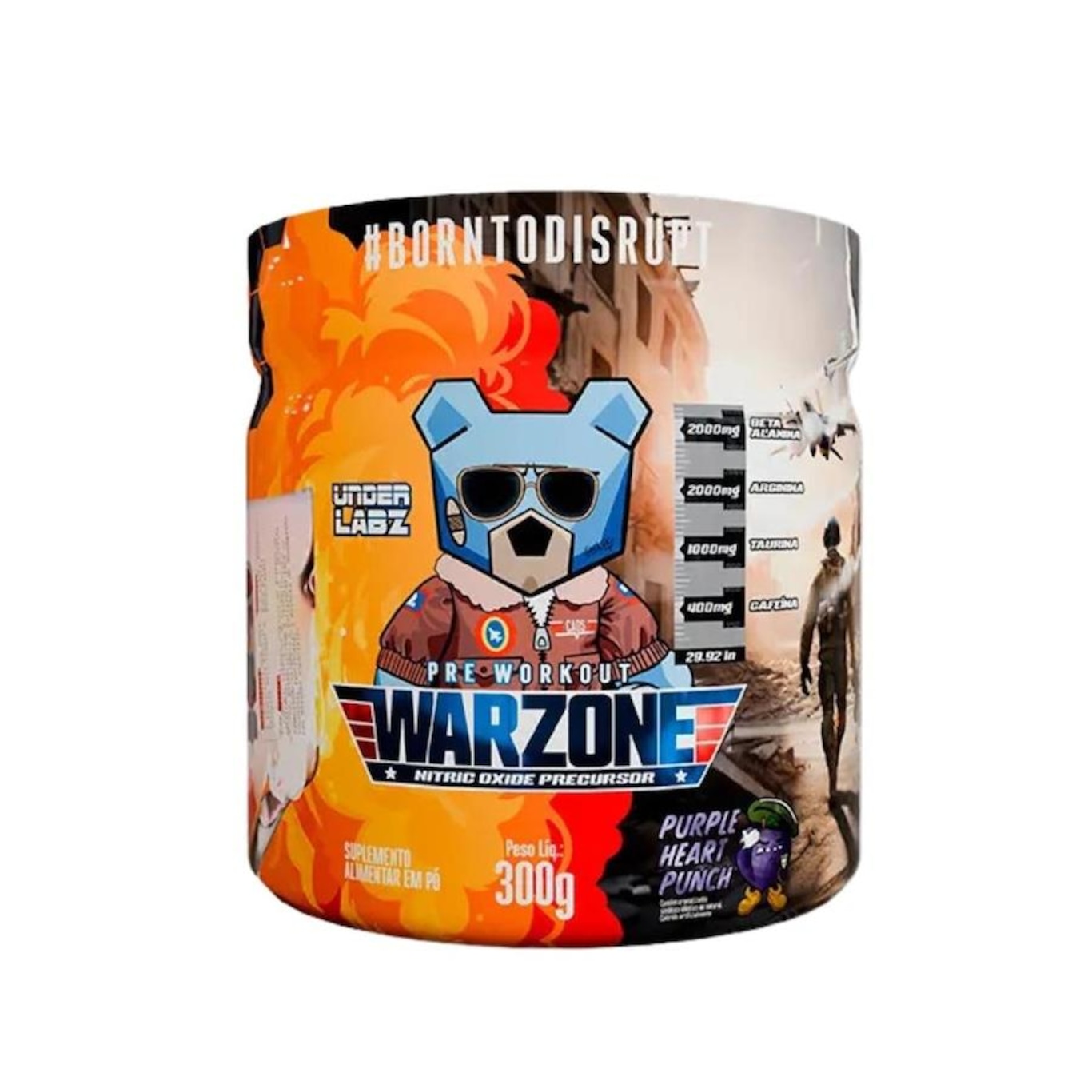 Pré Treino Pre Workout Warzone Purple Heart Punch Under Labz - Uva - 300g - Foto 1