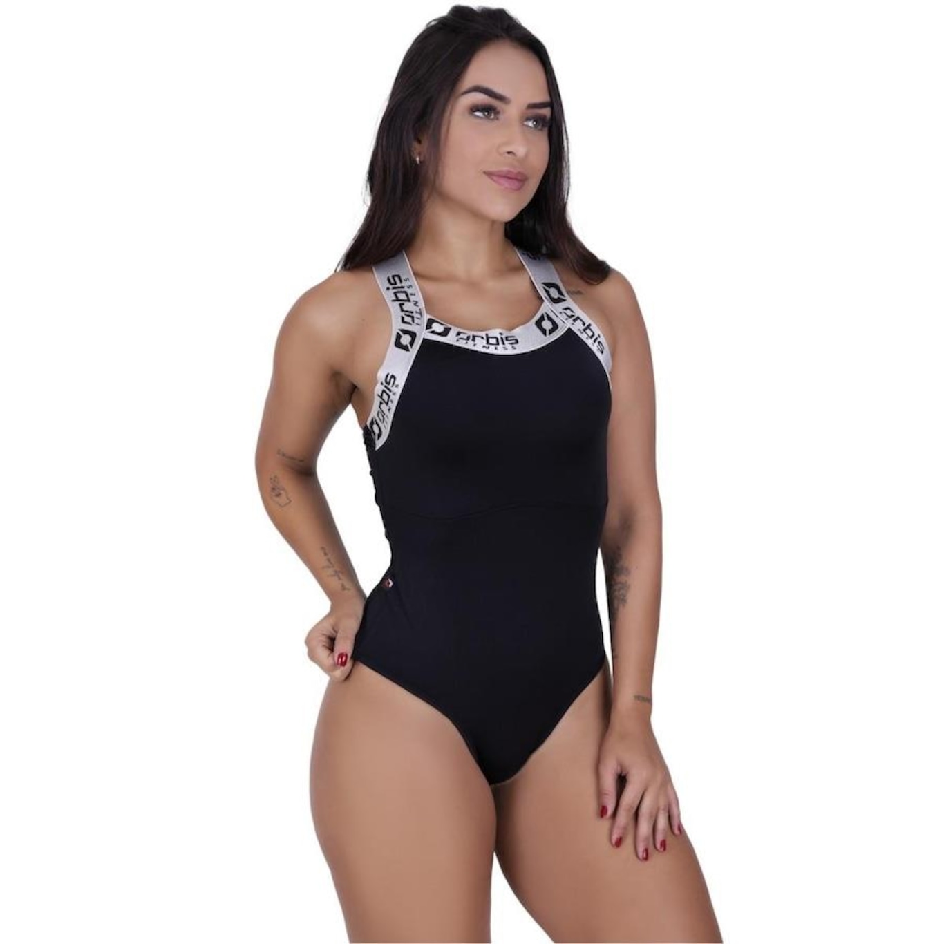 Body Orbis Fitness Alças Largas Costa Cavada Poliamida Forro Bojo - Feminino - Foto 1