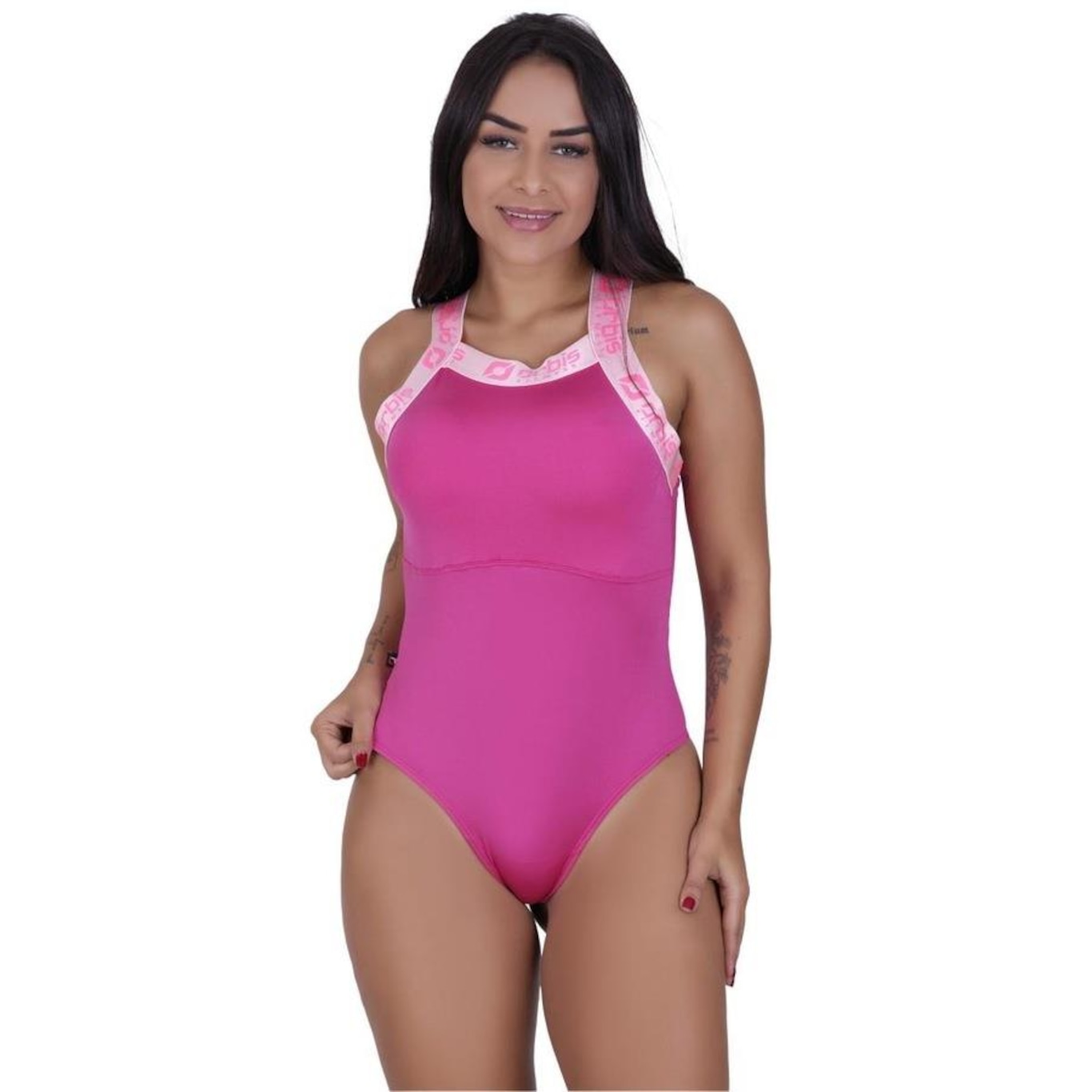 Body Orbis Fitness Alças Largas Costa Cavada Poliamida Forro Bojo - Feminino - Foto 1