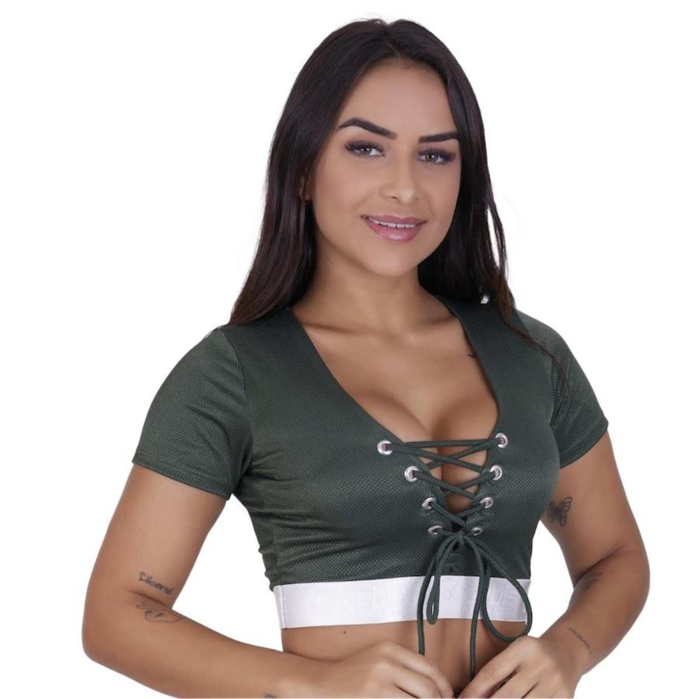 Top Fitness Cropped com Bojo Orbis Fitness Fio Brilho - Feminino - Foto 2