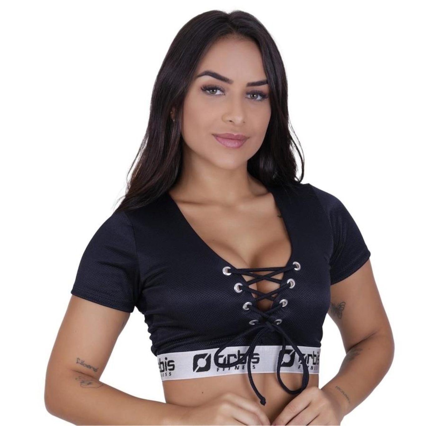 Top Fitness Cropped com Bojo Orbis Fitness Fio Brilho - Feminino - Foto 2