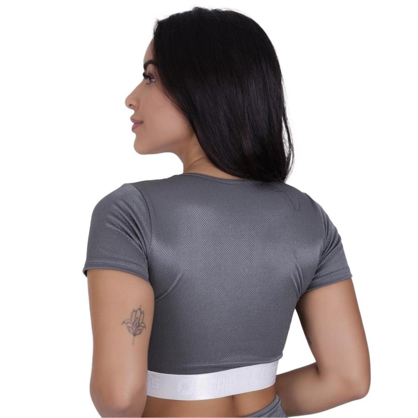 Top Fitness Cropped com Bojo Orbis Fitness Fio Brilho - Feminino - Foto 3