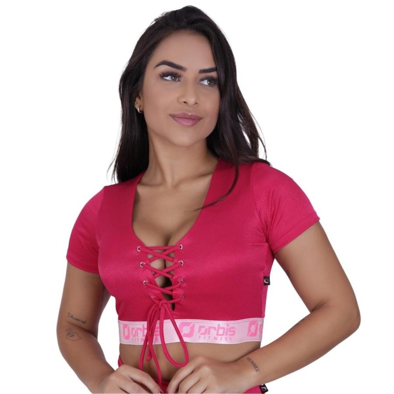 Top Fitness Cropped com Bojo Orbis Fitness Fio Brilho - Feminino - Foto 2