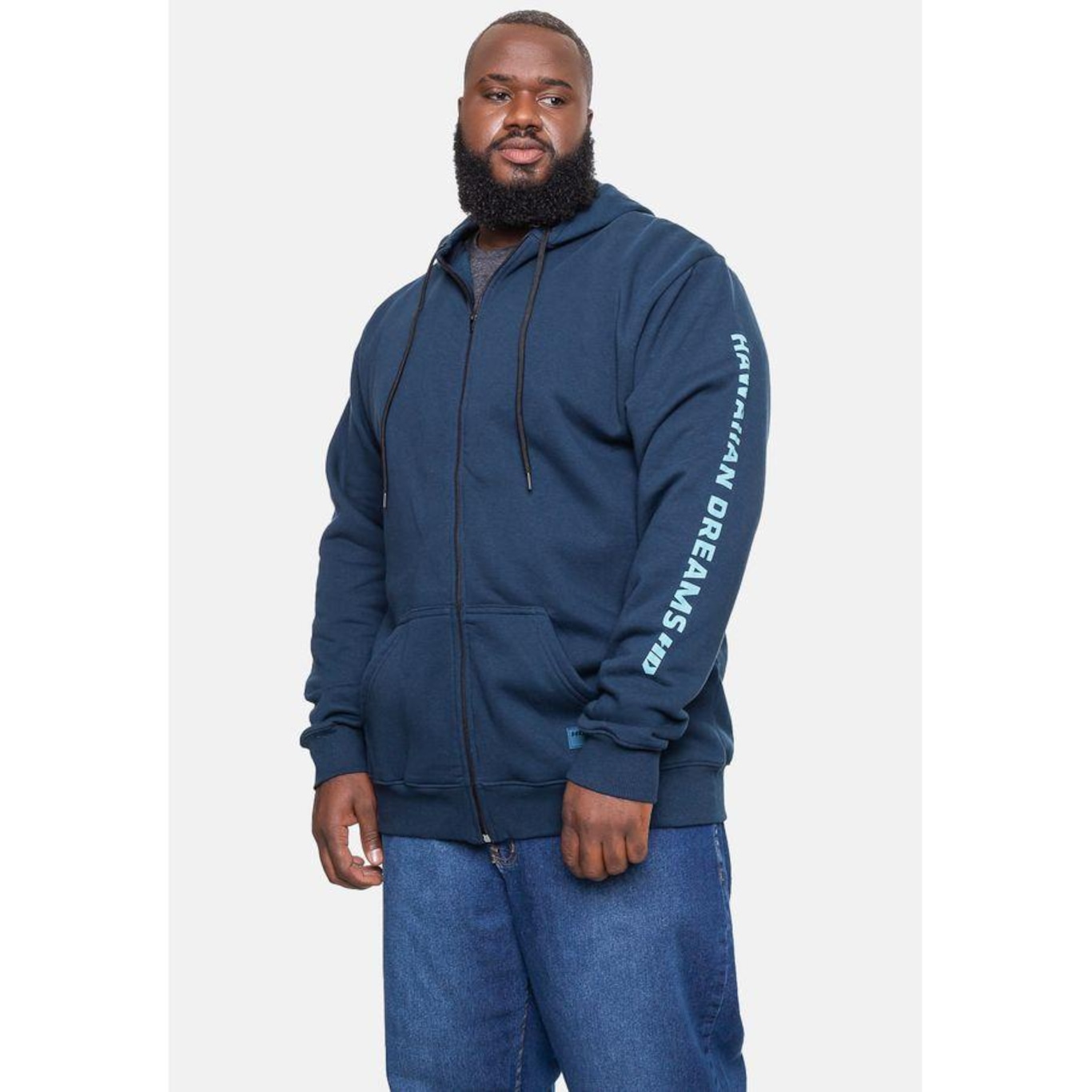 Blusão de Moletom com Capuz Hd Plus Size Fashion Basic - Hd - Masculino - Foto 4