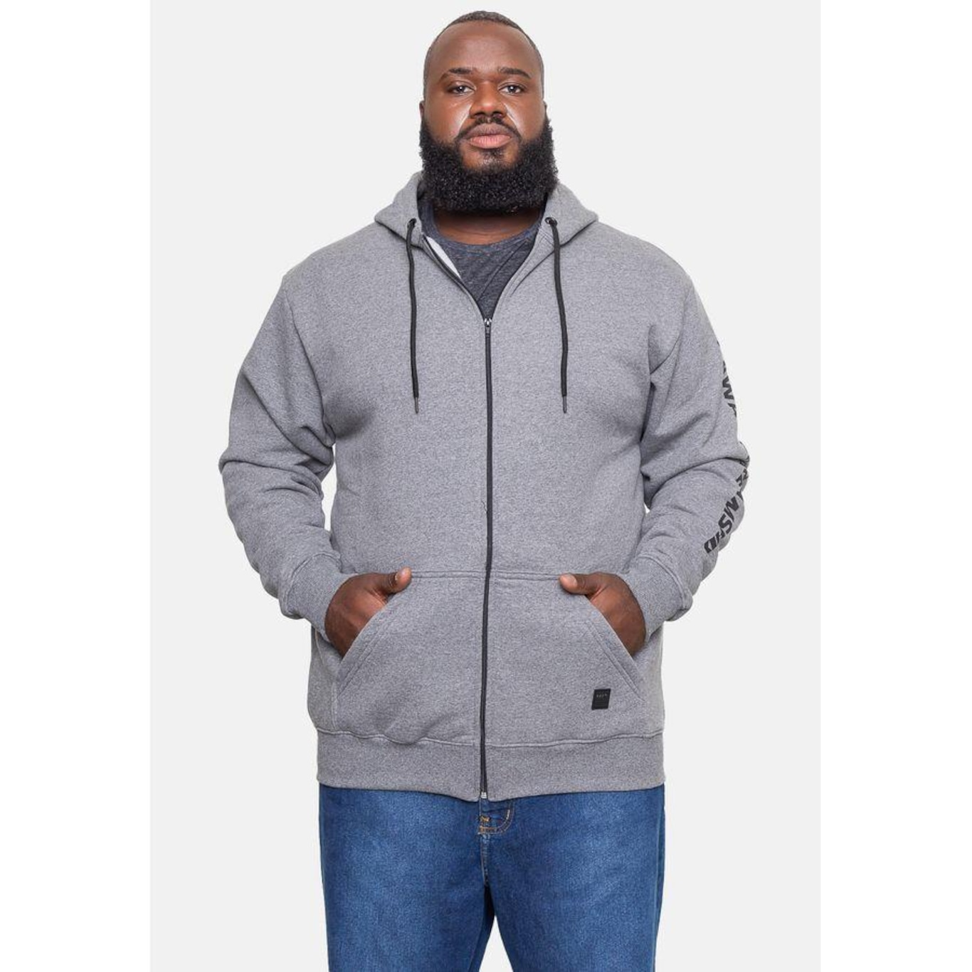 Blusão de Moletom com Capuz Hd Plus Size Fashion Basic - Masculino - Foto 1