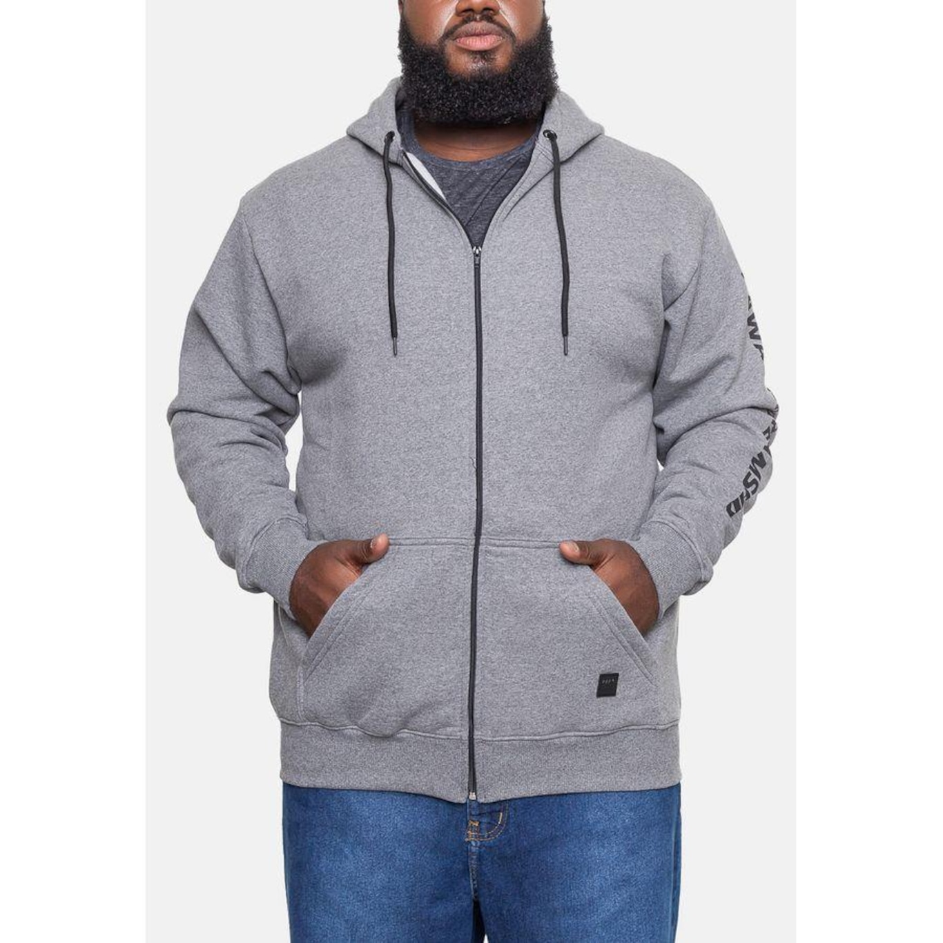 Blusão de Moletom com Capuz Hd Plus Size Fashion Basic - Masculino - Foto 3