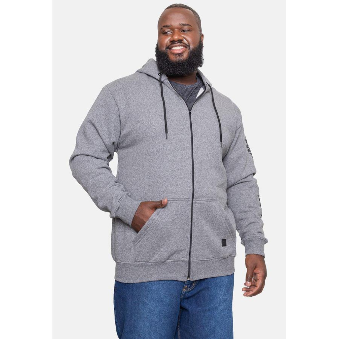 Blusão de Moletom com Capuz Hd Plus Size Fashion Basic - Masculino - Foto 4