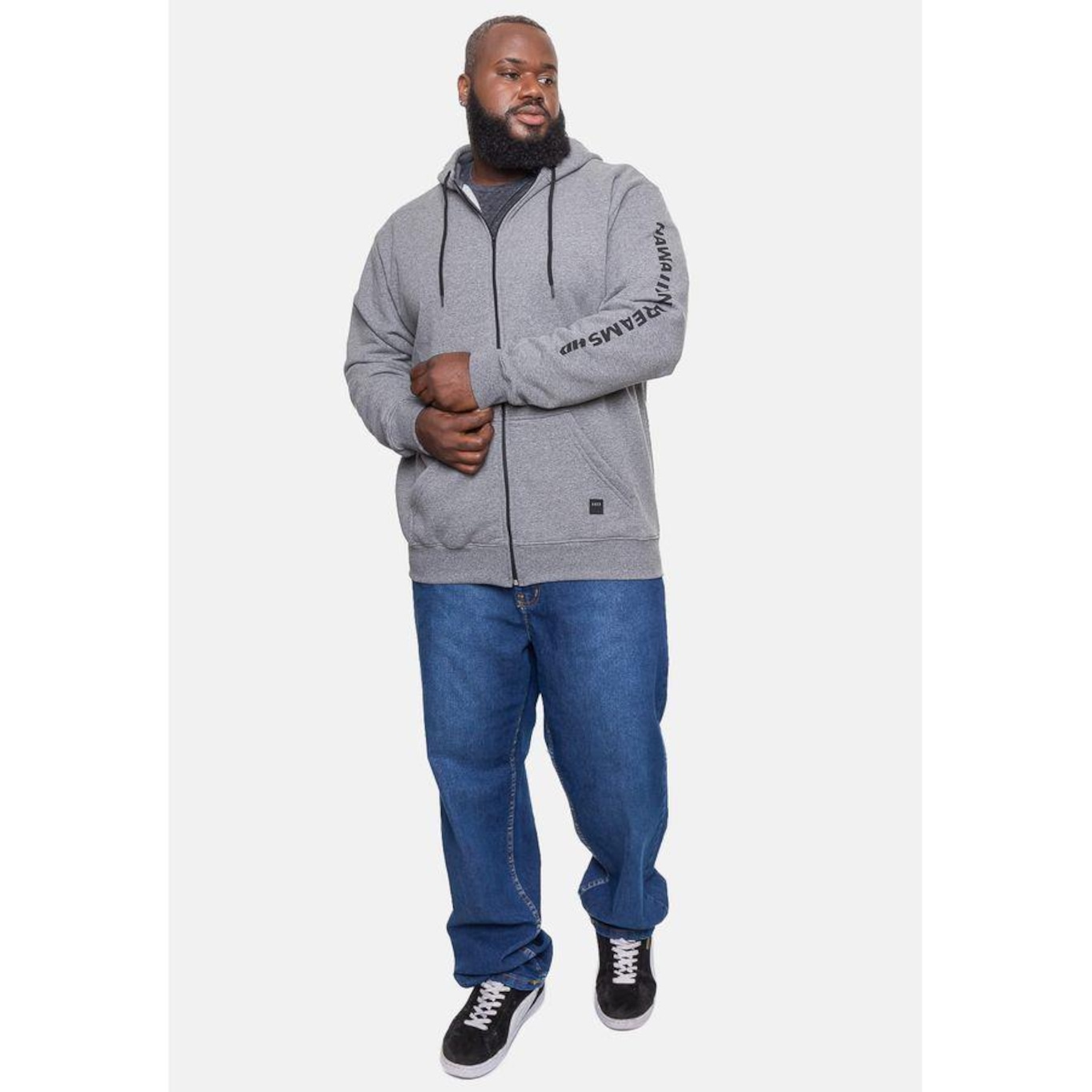 Blusão de Moletom com Capuz Hd Plus Size Fashion Basic - Masculino - Foto 5