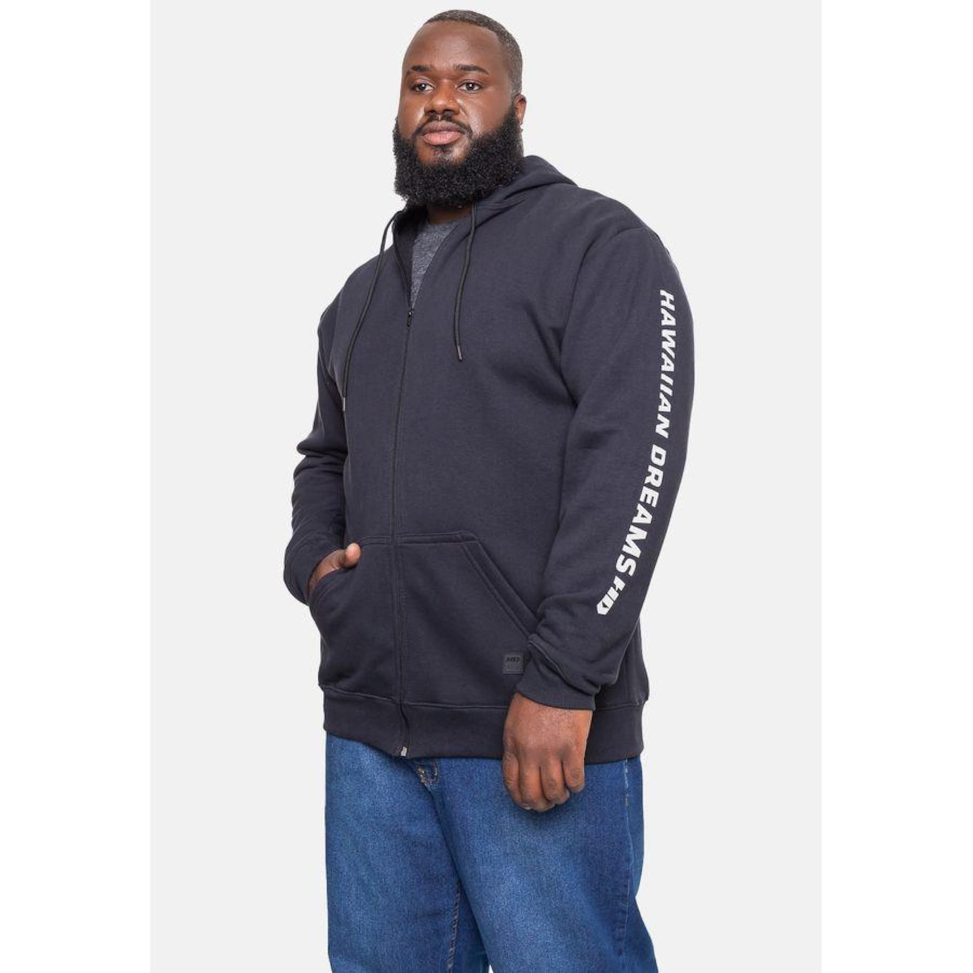 Blusão de Moletom com Capuz Hd Plus Size Fashion Basic - Masculino - Foto 4