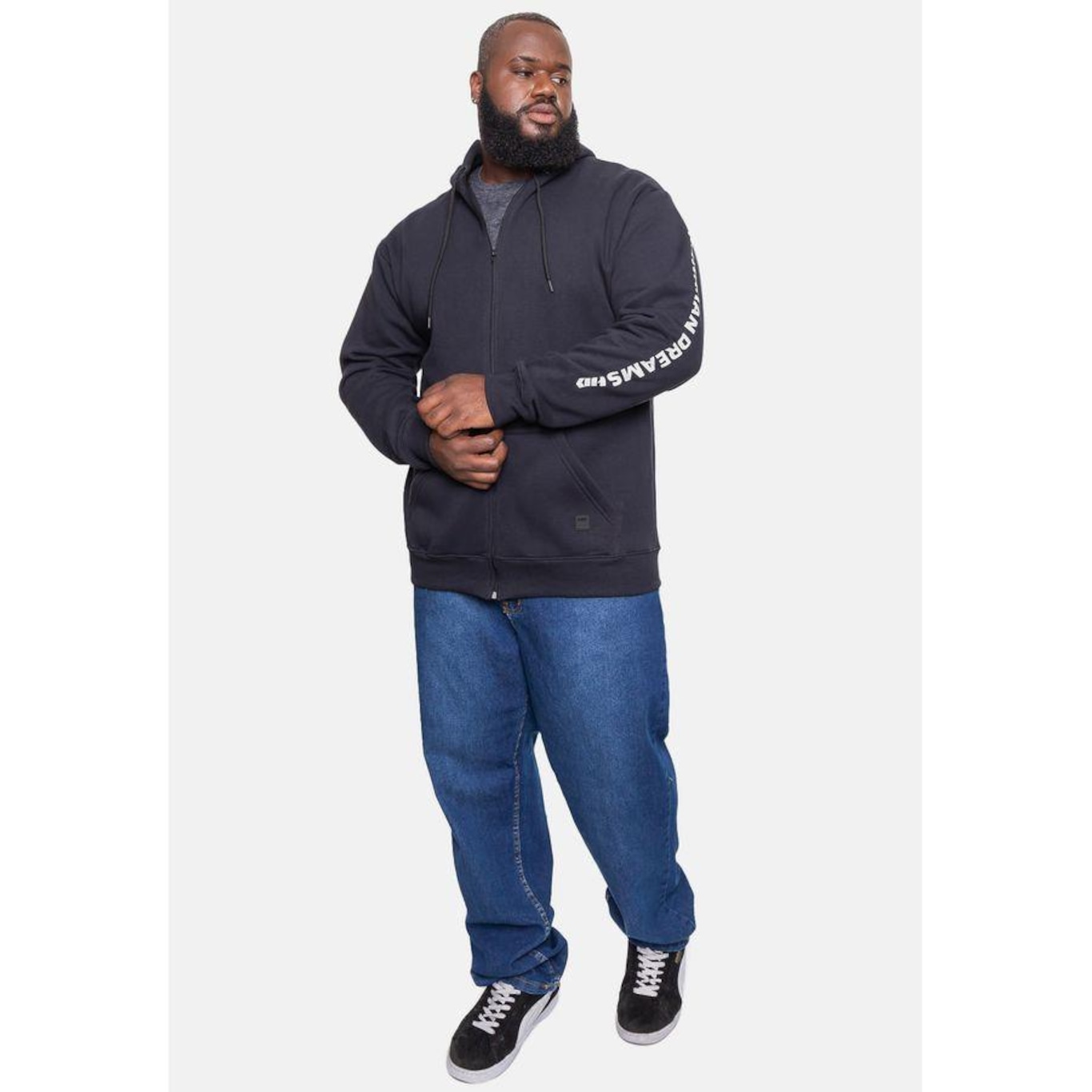 Blusão de Moletom com Capuz Hd Plus Size Fashion Basic - Masculino - Foto 5