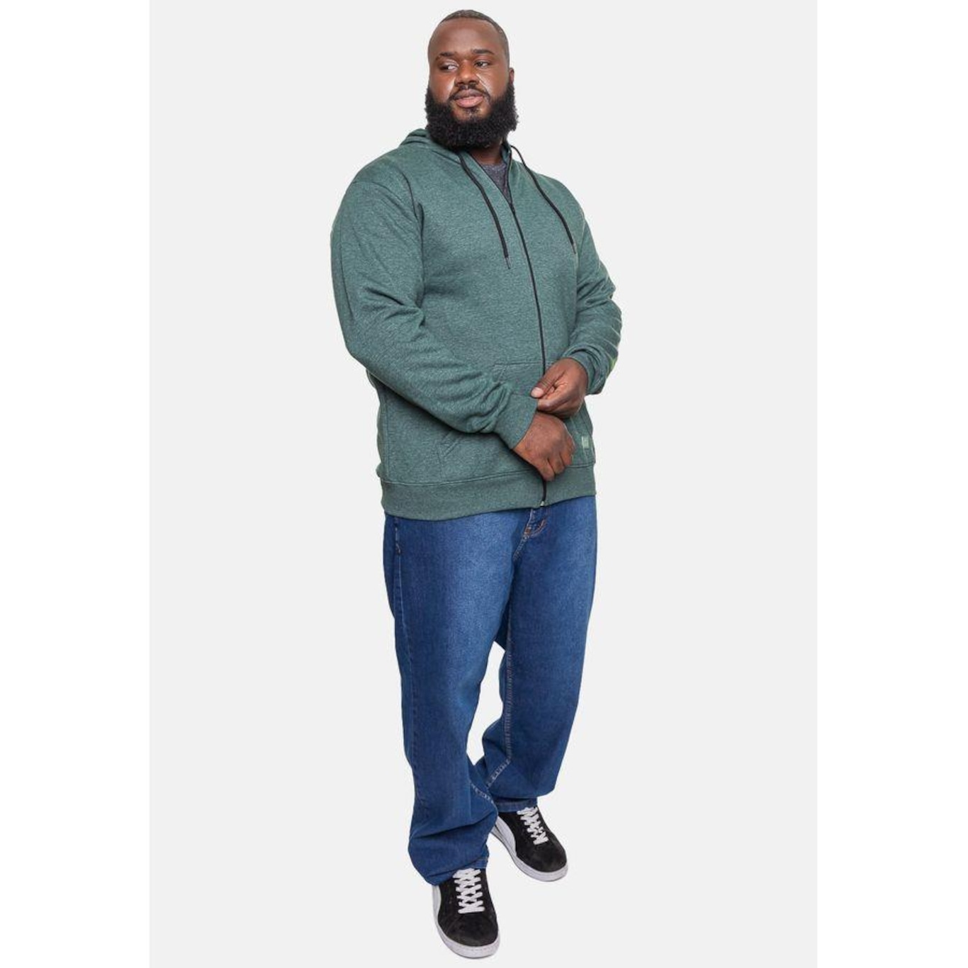 Blusão de Moletom com Capuz Hd Plus Size Fashion Basic Odre - Masculino - Foto 5