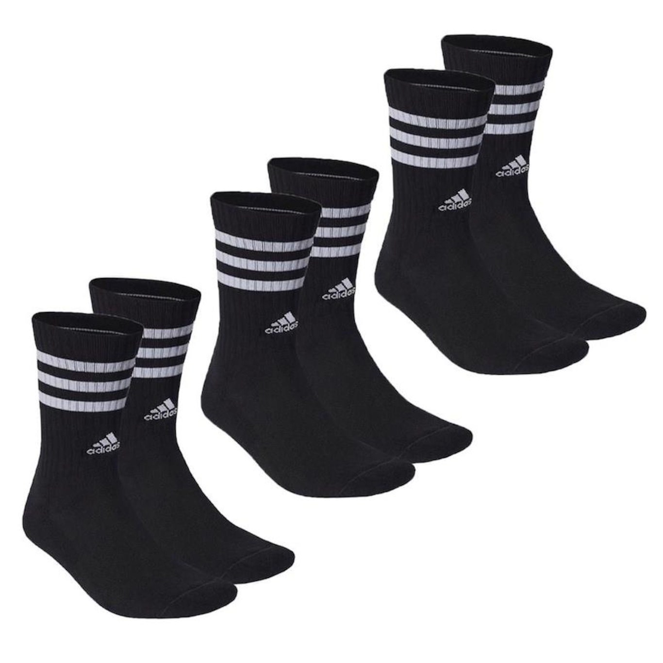 Meia Cano Alto Adidas 3 Stripes - 3 Pares - Unissex - Foto 1