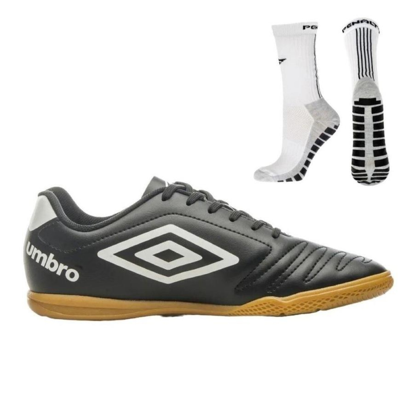 Chuteira Futsal Umbro Class Masculina + Meia Antiderrapante Branca - Foto 1