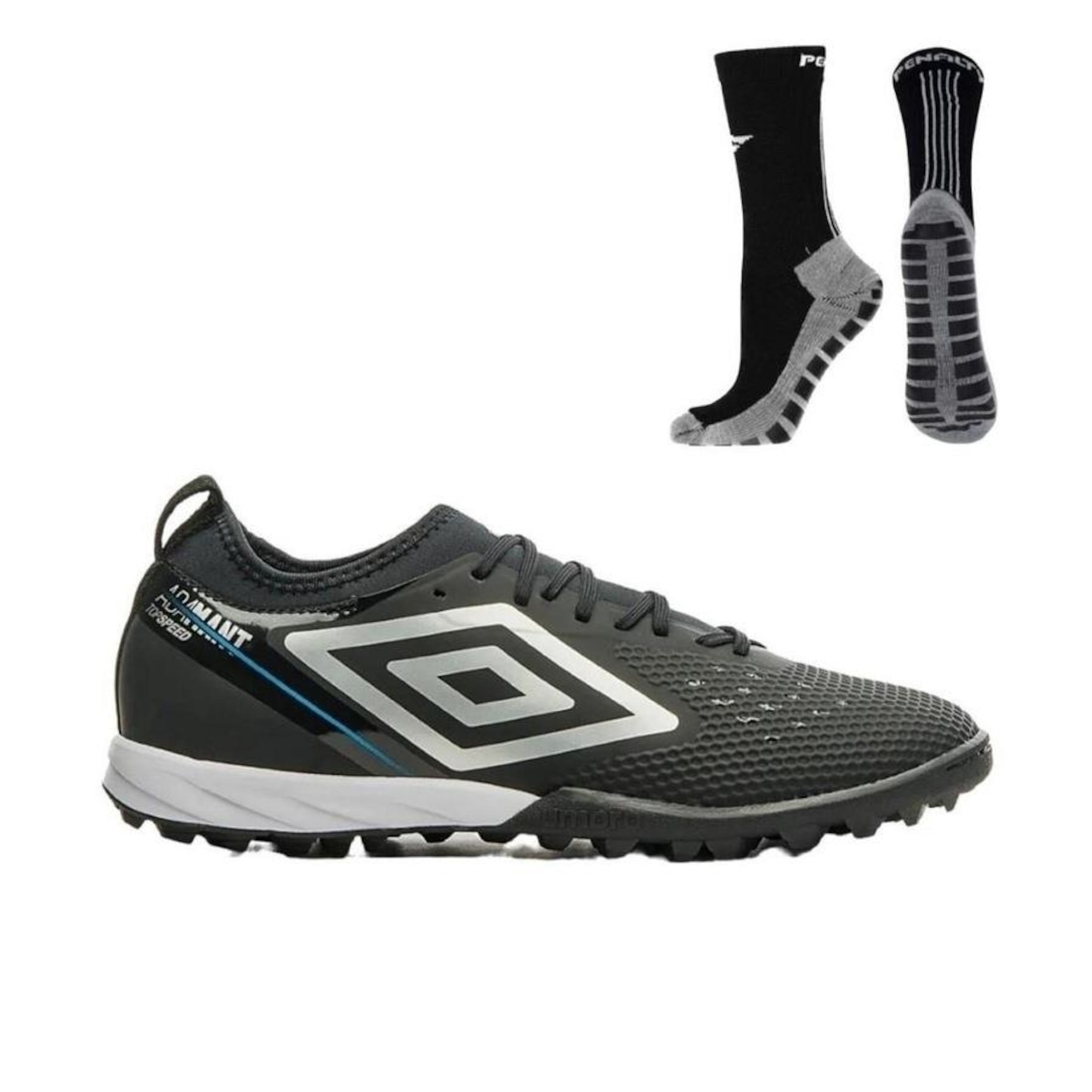 Chuteira Society Umbro Adamant Top Speed + Meia Antiderrapante - Adulto - Foto 1