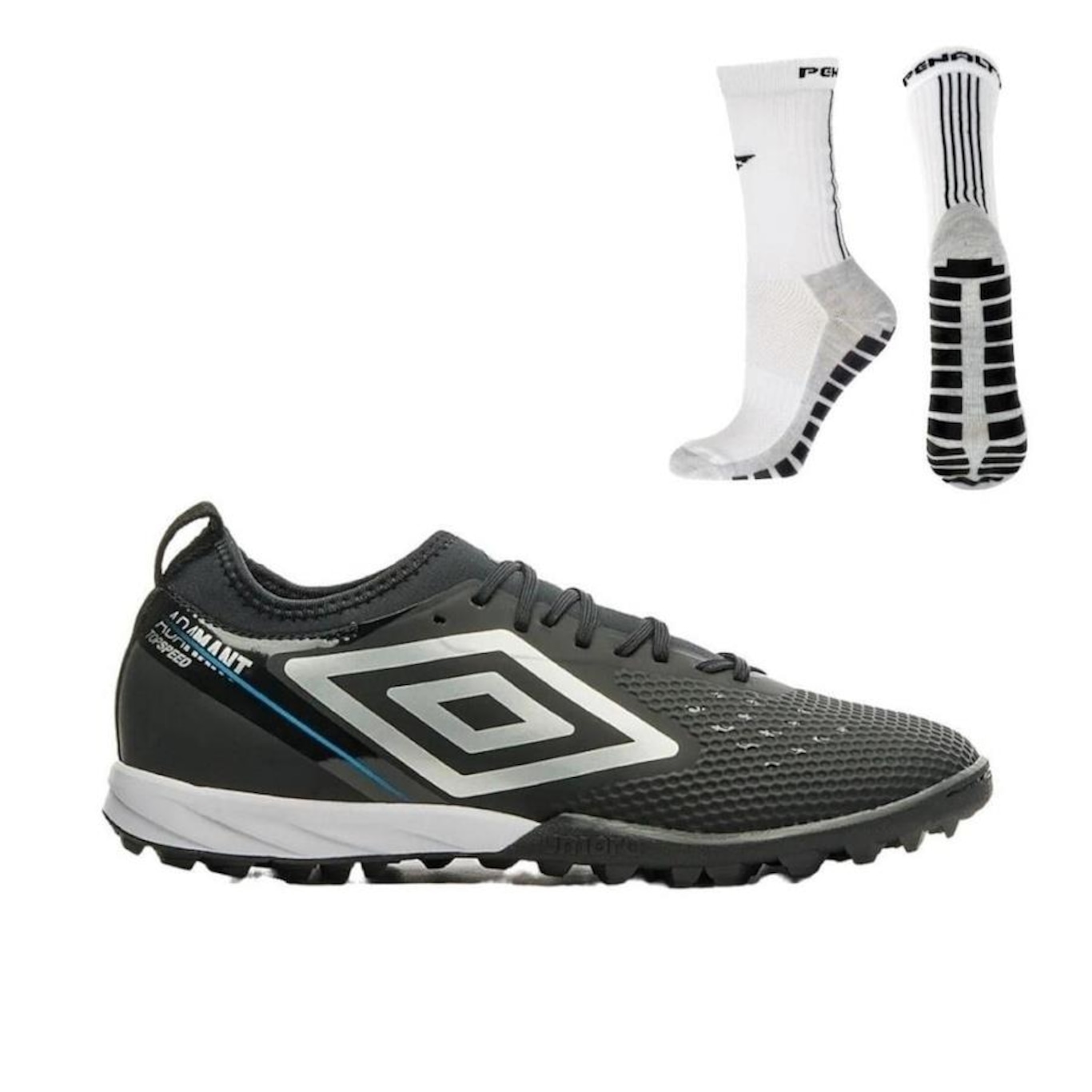 Chuteira Society Umbro Adamant Top Speed + Meia Antiderrapante - Adulto - Foto 1