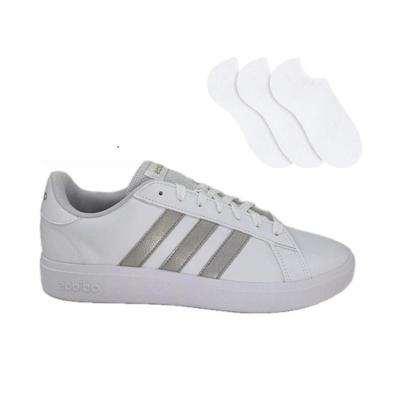 Kit Tênis adidas Grand Court Base 2.0 - Feminino + 3 Pares de Meias - Foto 1