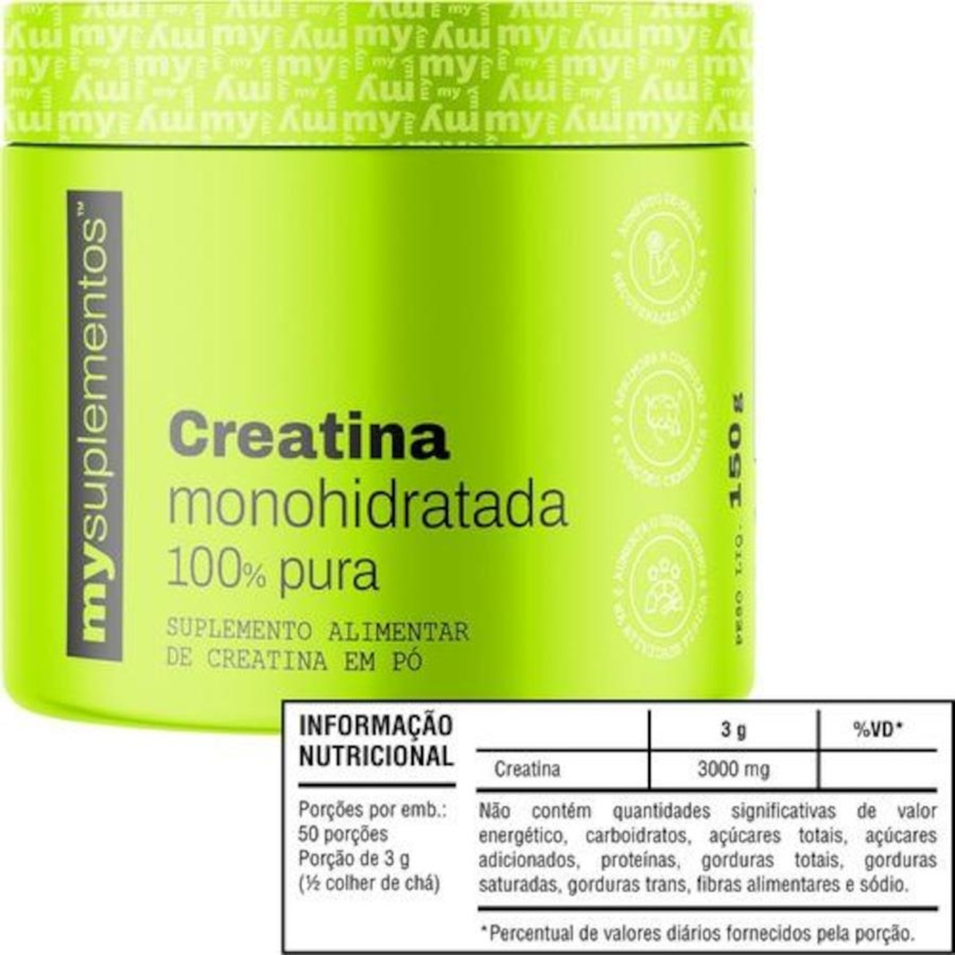 Creatina 100% Pura My Suplementos - 150g - Foto 2