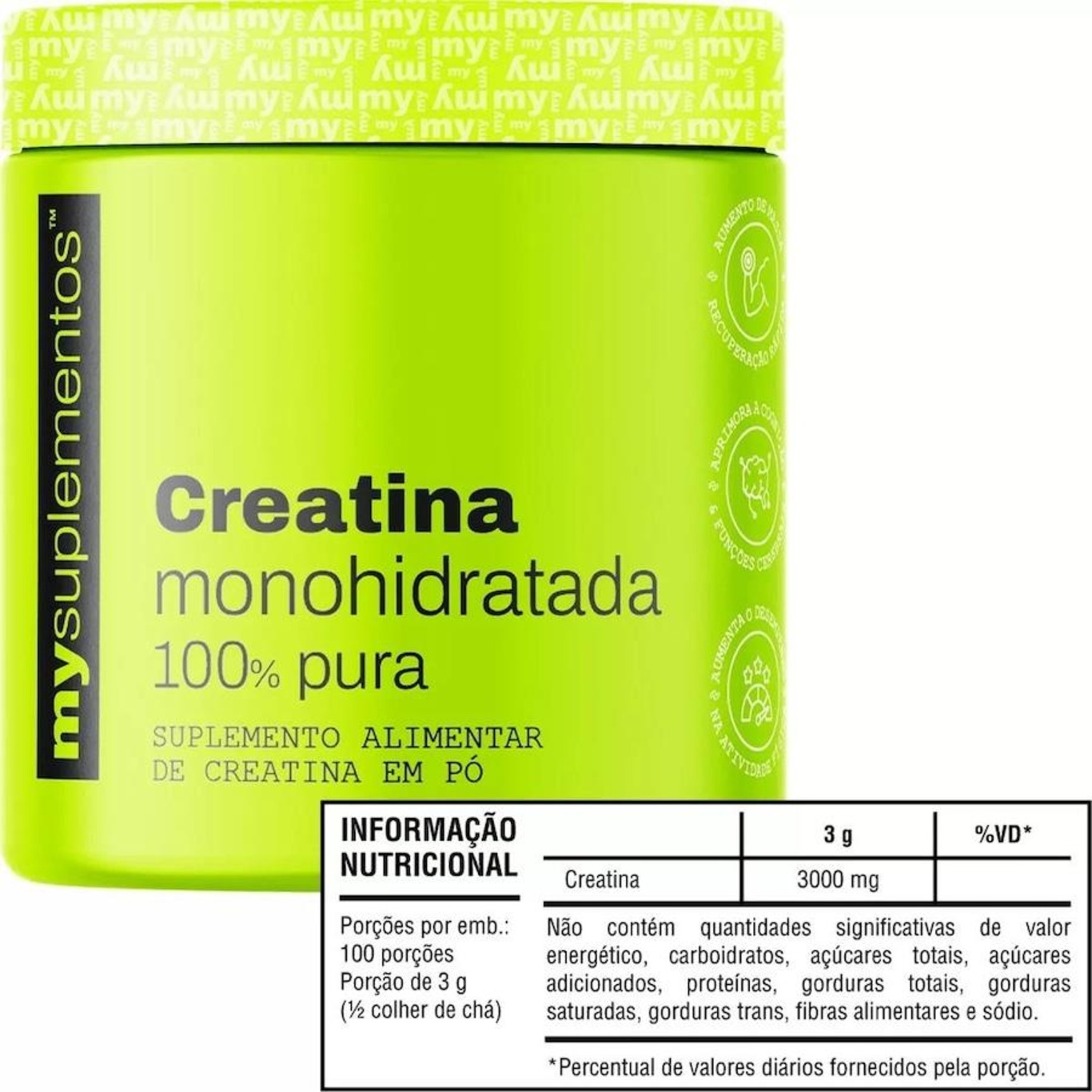 Creatina 100% Pura My Suplementos - 300G - Foto 2