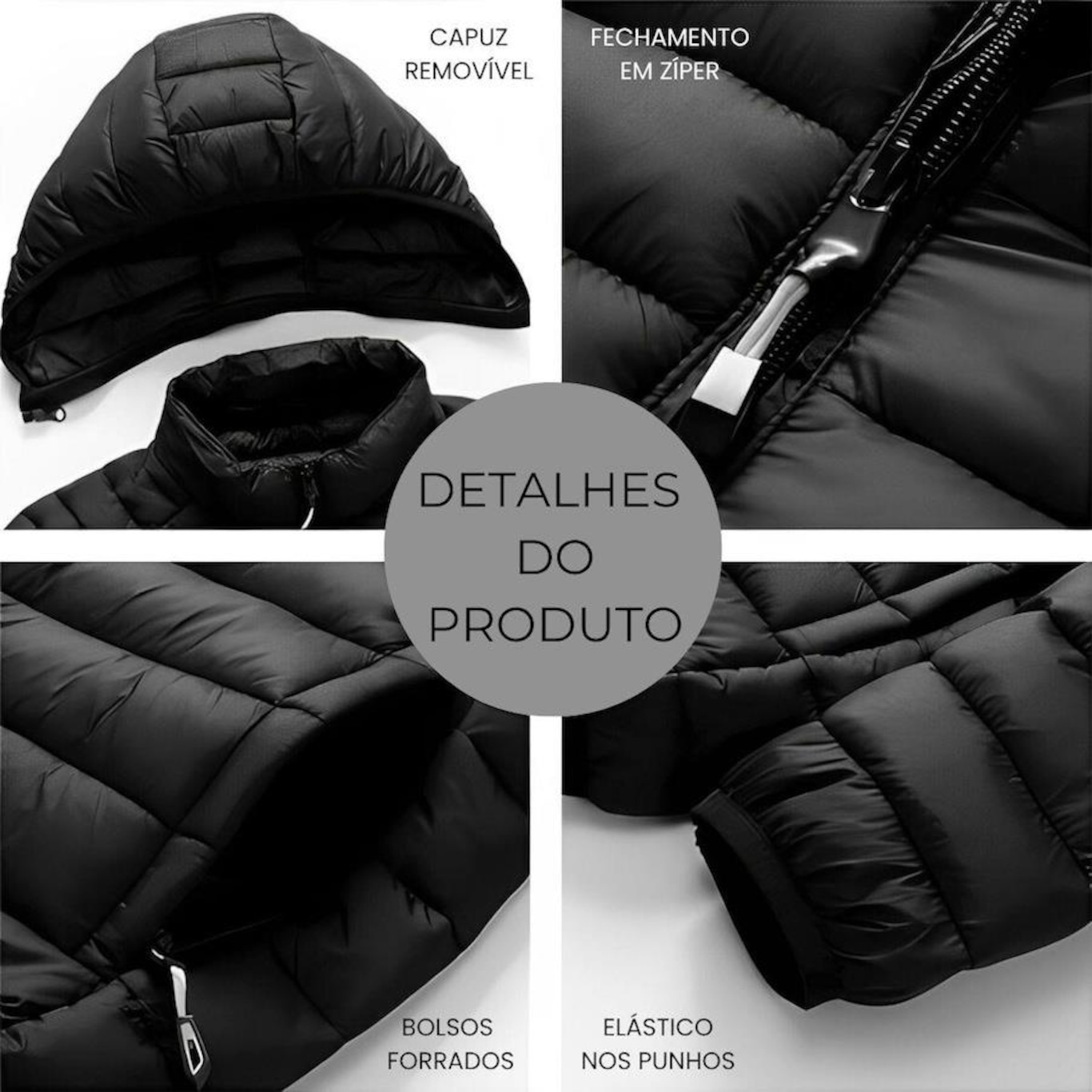 Jaqueta Puffer Red Place Bobojaco Corta Vento Acolchoada Impermeável - Masculina - Foto 4