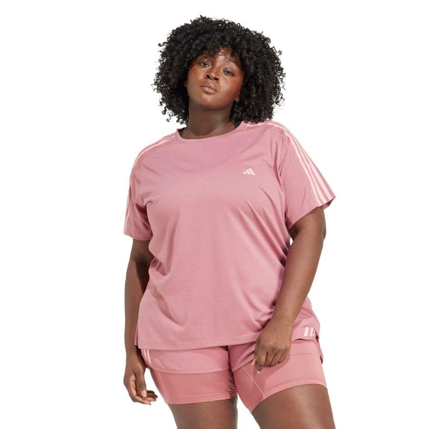 Camiseta adidas Own The Run Três Listras Plus Size - Feminina - Foto 2