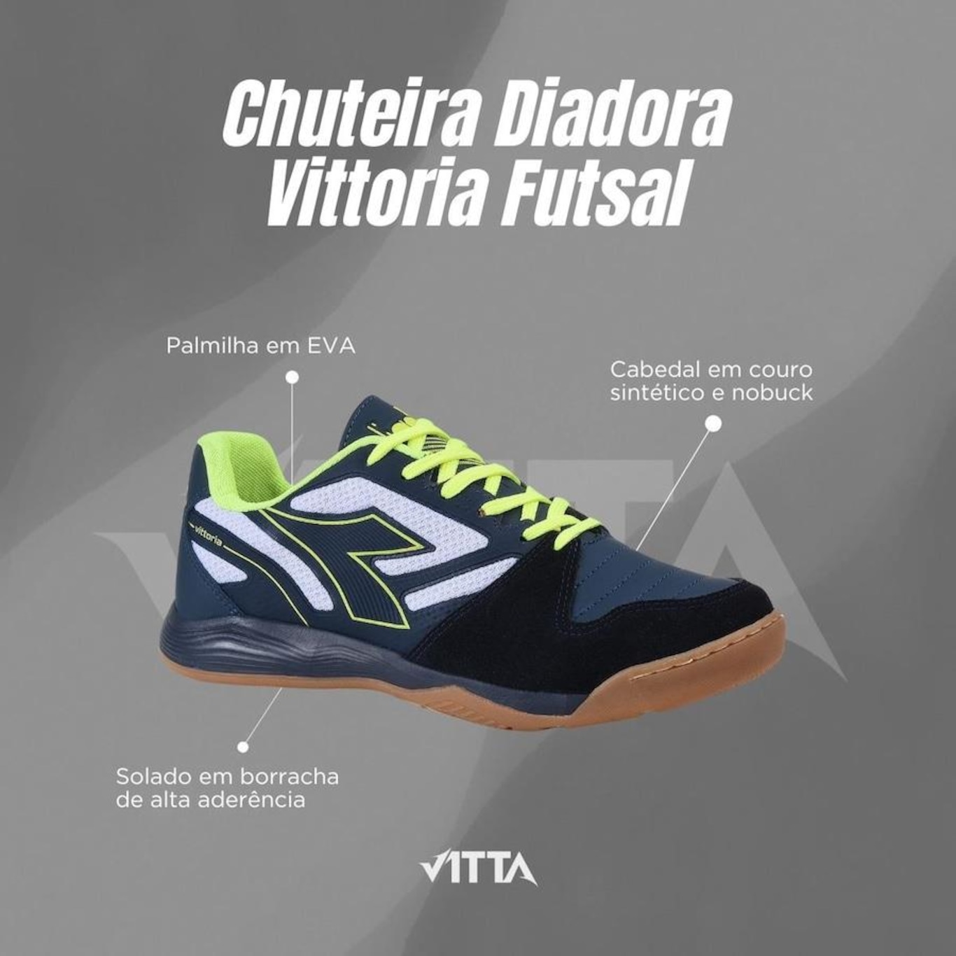 Chuteira Futsal Diadora Profissional Vittoria - Adulto - Foto 4