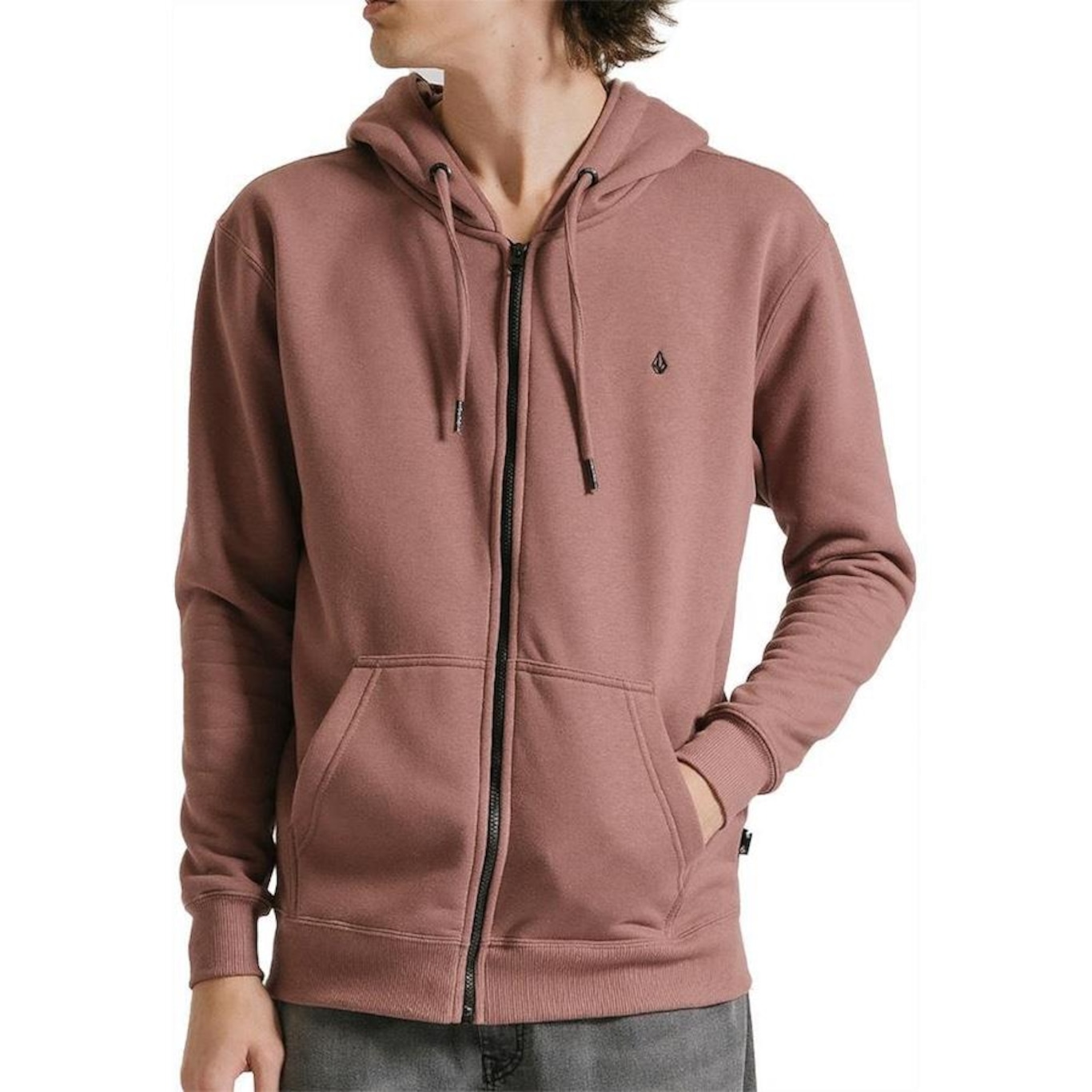 Jaqueta de Moletom com Capuz Volcom Aberto Single Stone - Masculina - Foto 1