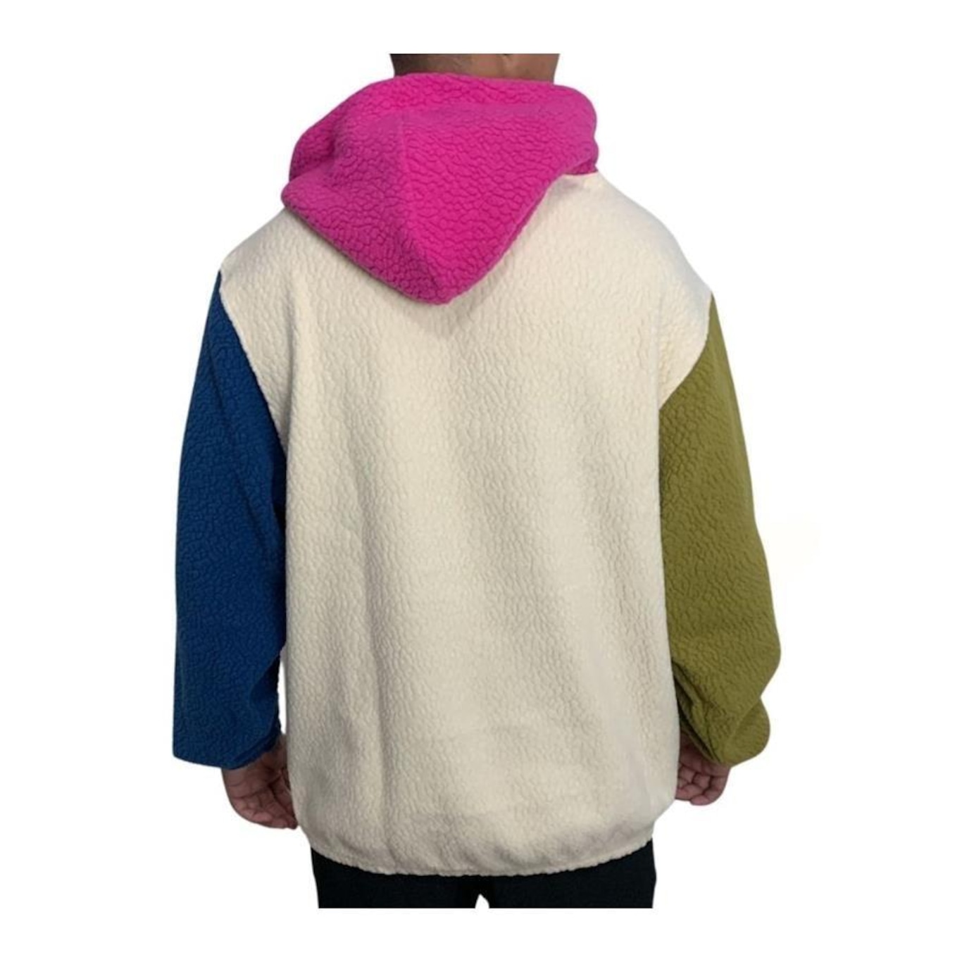 Blusão de Moletom Baw Hoodie Sherpa Colorblock - Masculino - Foto 2