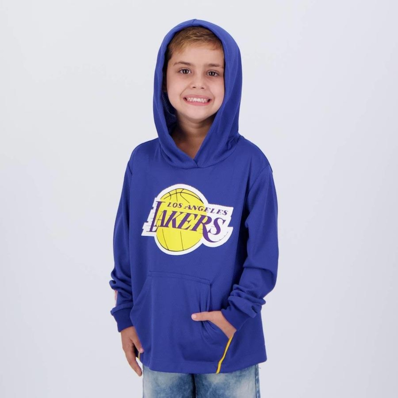 Blusão de Moletom Nba Los Angeles Lakers Rain - Infantil - Foto 3