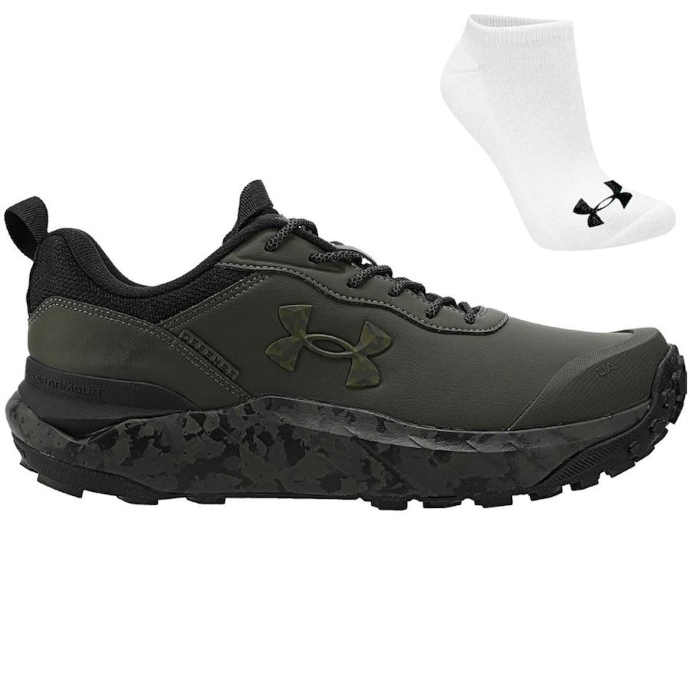 Kit Tênis Under Armour Defense Low + Meia - Masculino - Foto 1