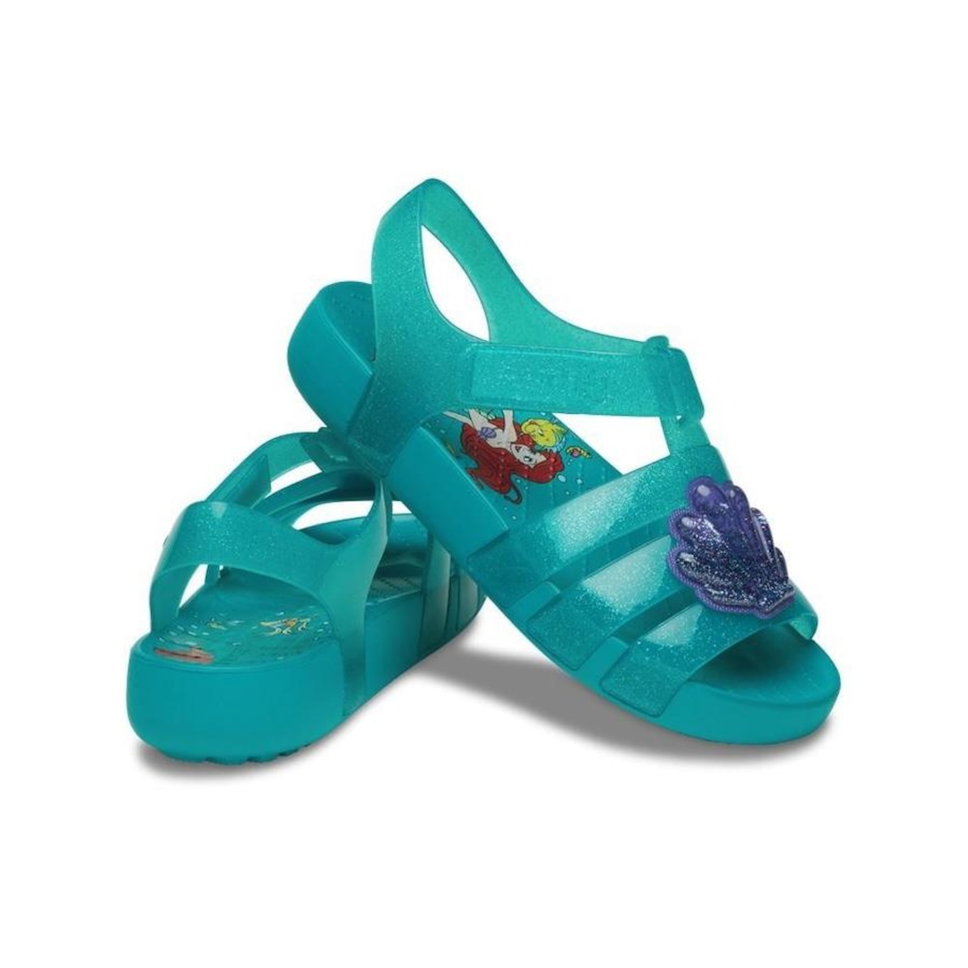 Sandália Crocs Isabella Princess Ariel Sandal K Latigo Bay - Infantil - Foto 4