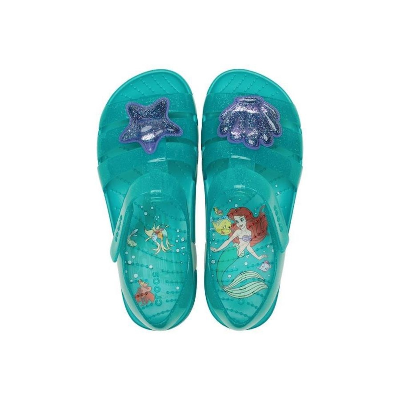 Sandália Crocs Isabella Princess Ariel Sandal K Latigo Bay - Infantil - Foto 5