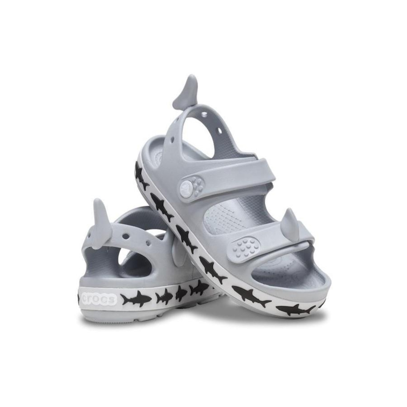 Sandália Crocs Crocband Cruiser Shark Sandal T Light - Infantil - Foto 4