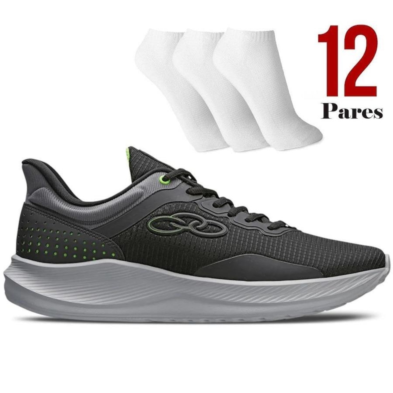 Kit Tênis Olympikus Zex + 12 Pares de Meias - Masculino - Foto 1