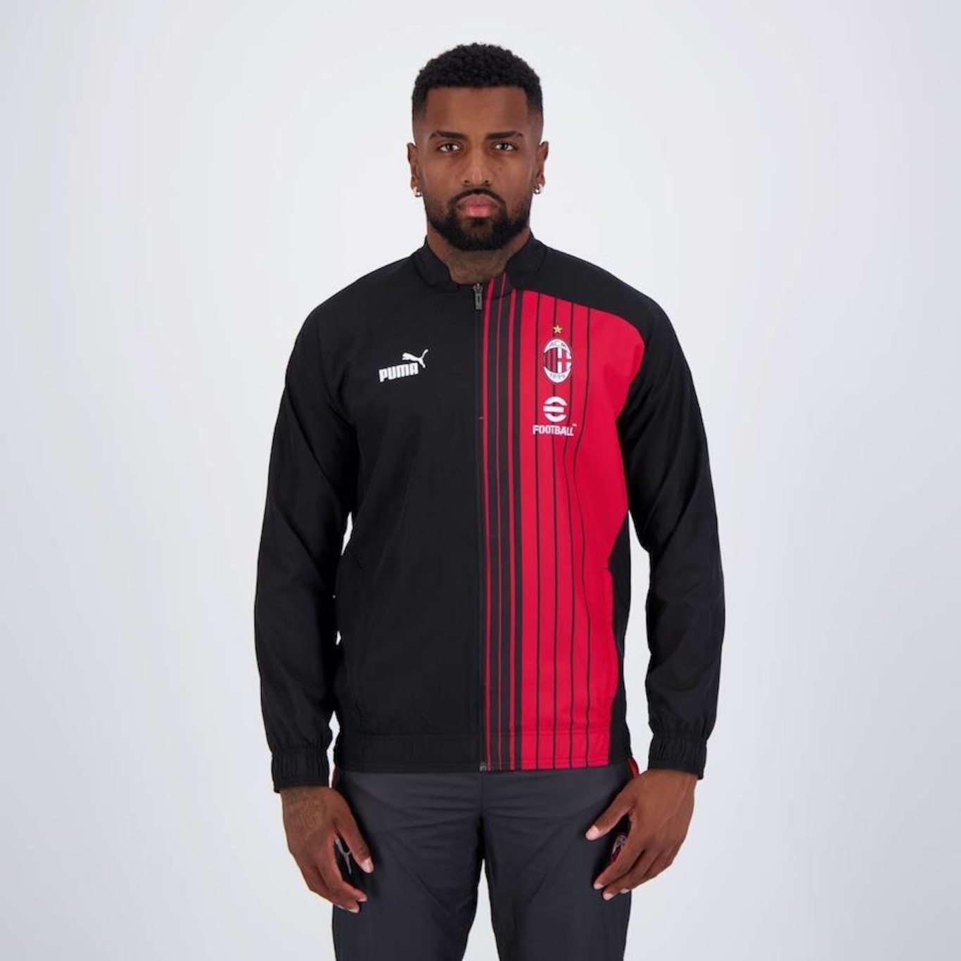 Jaqueta Ac Milan Puma Pré Jogo - Masculina - Foto 1